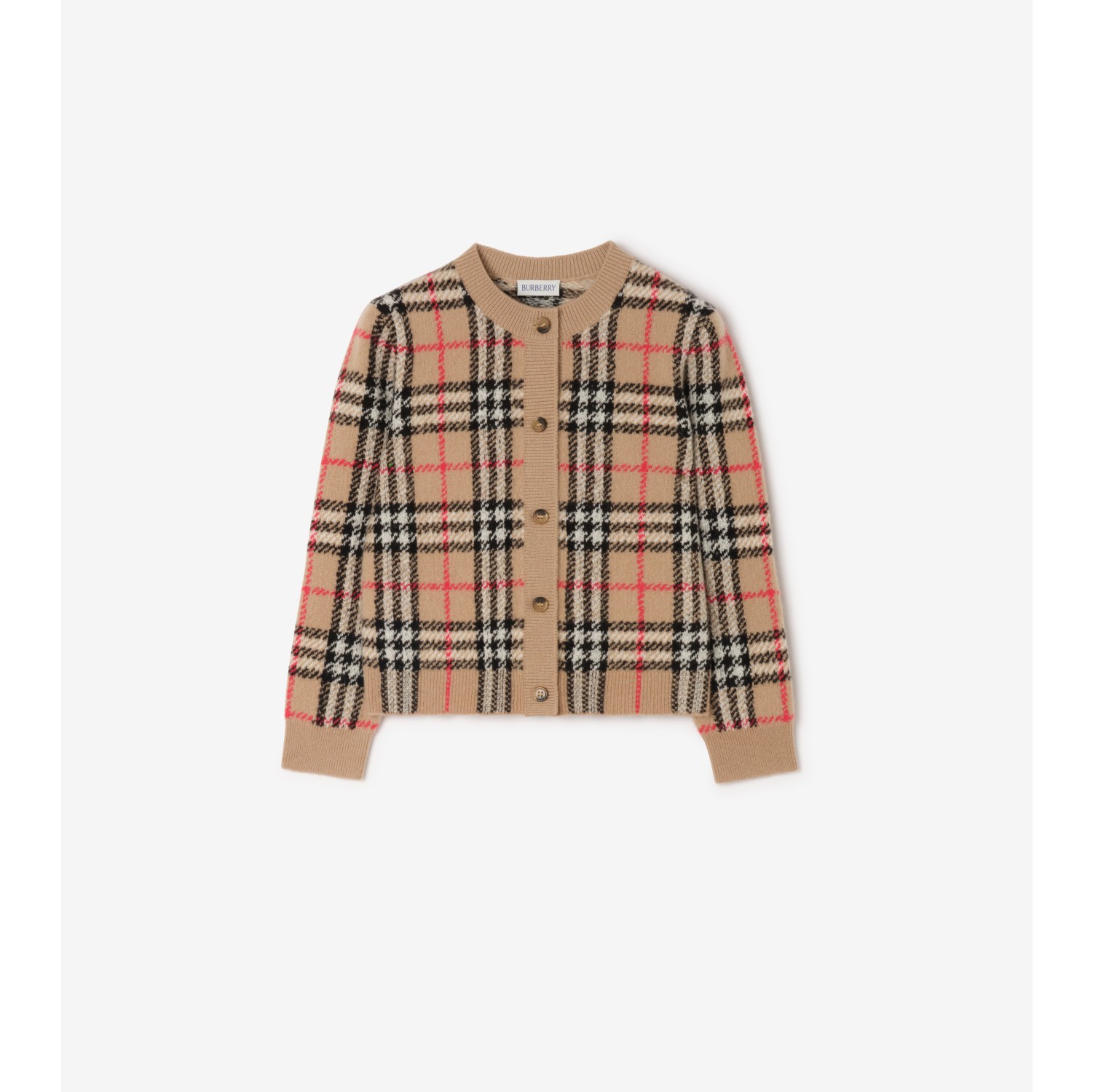 Check Wool Cashmere Cardigan