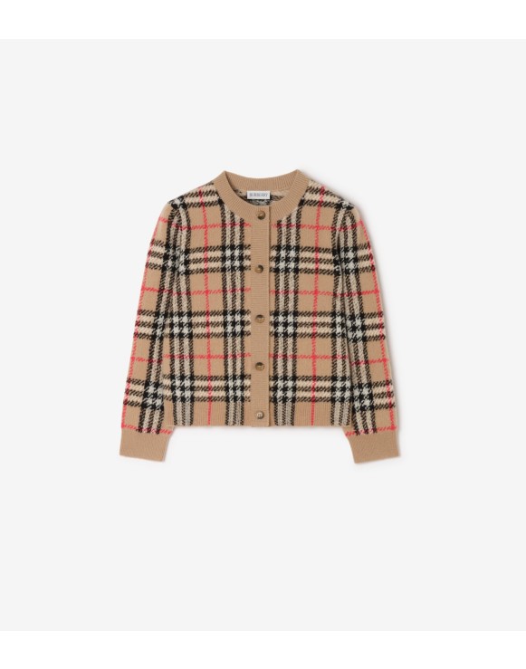 Check Wool Cashmere Cardigan