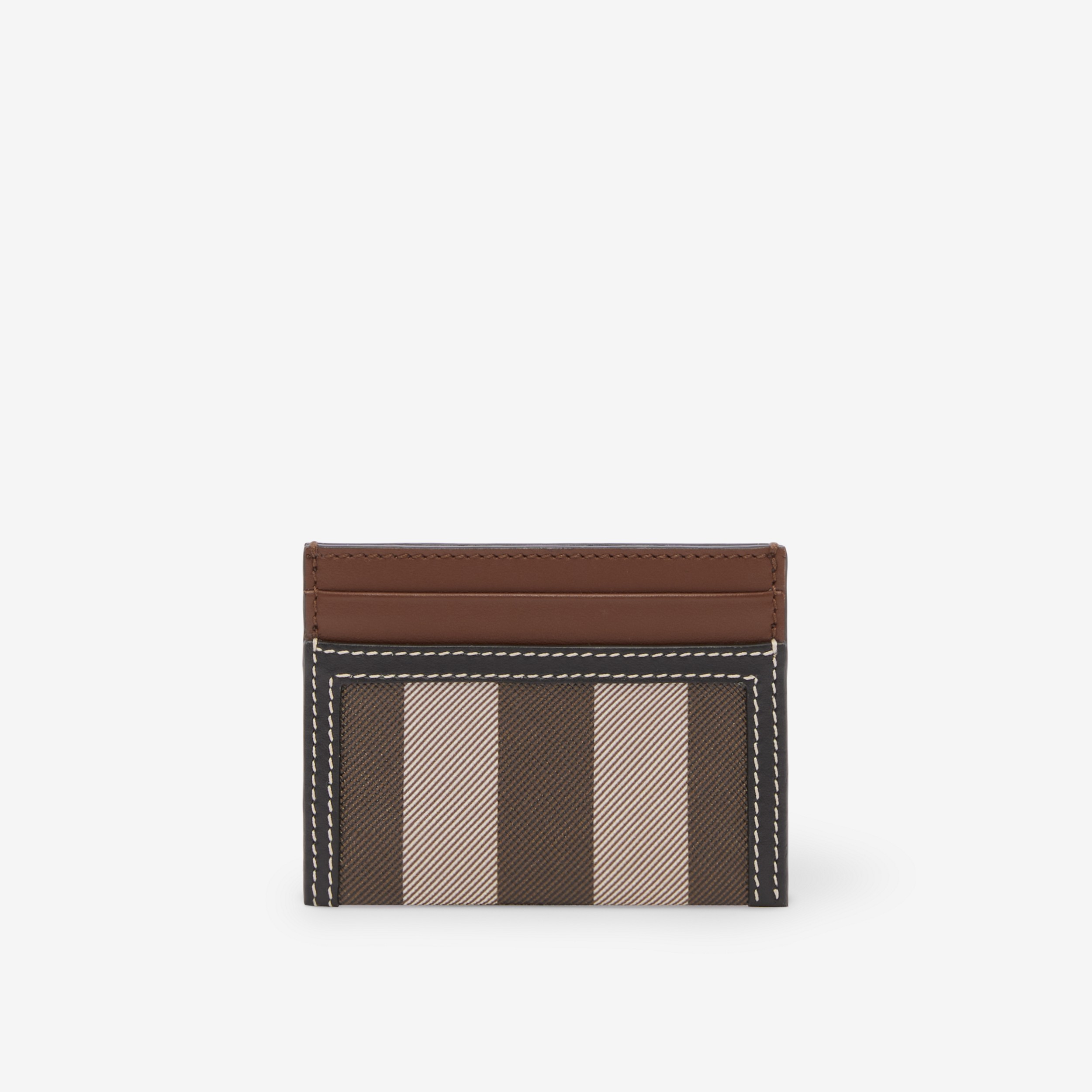 Check and Two-tone Leather Card Case in Dark Birch Brown - Women | Burberry® Official - 3