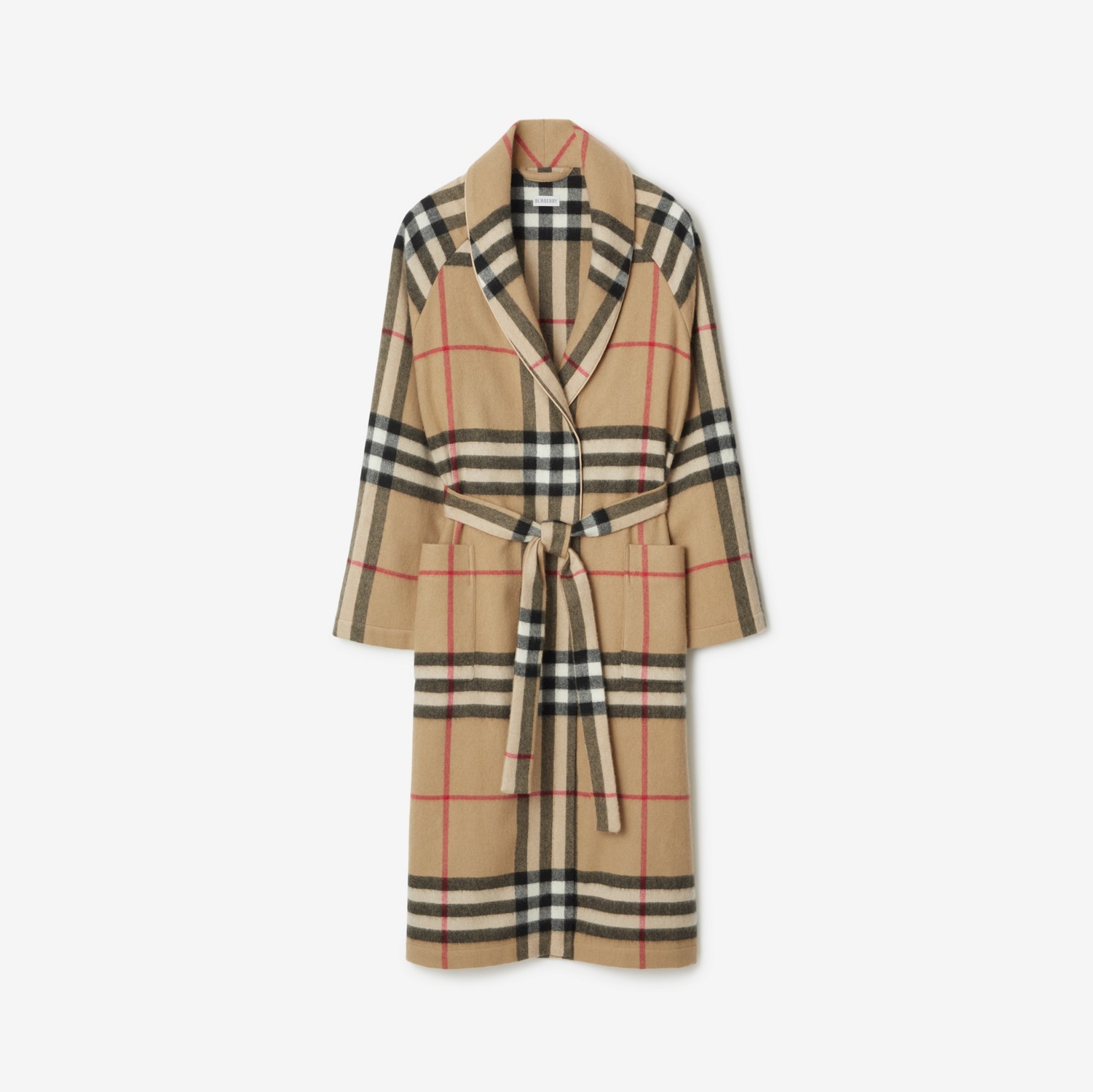 Robe de cashmere Check (Bege Clássico) | Burberry® oficial