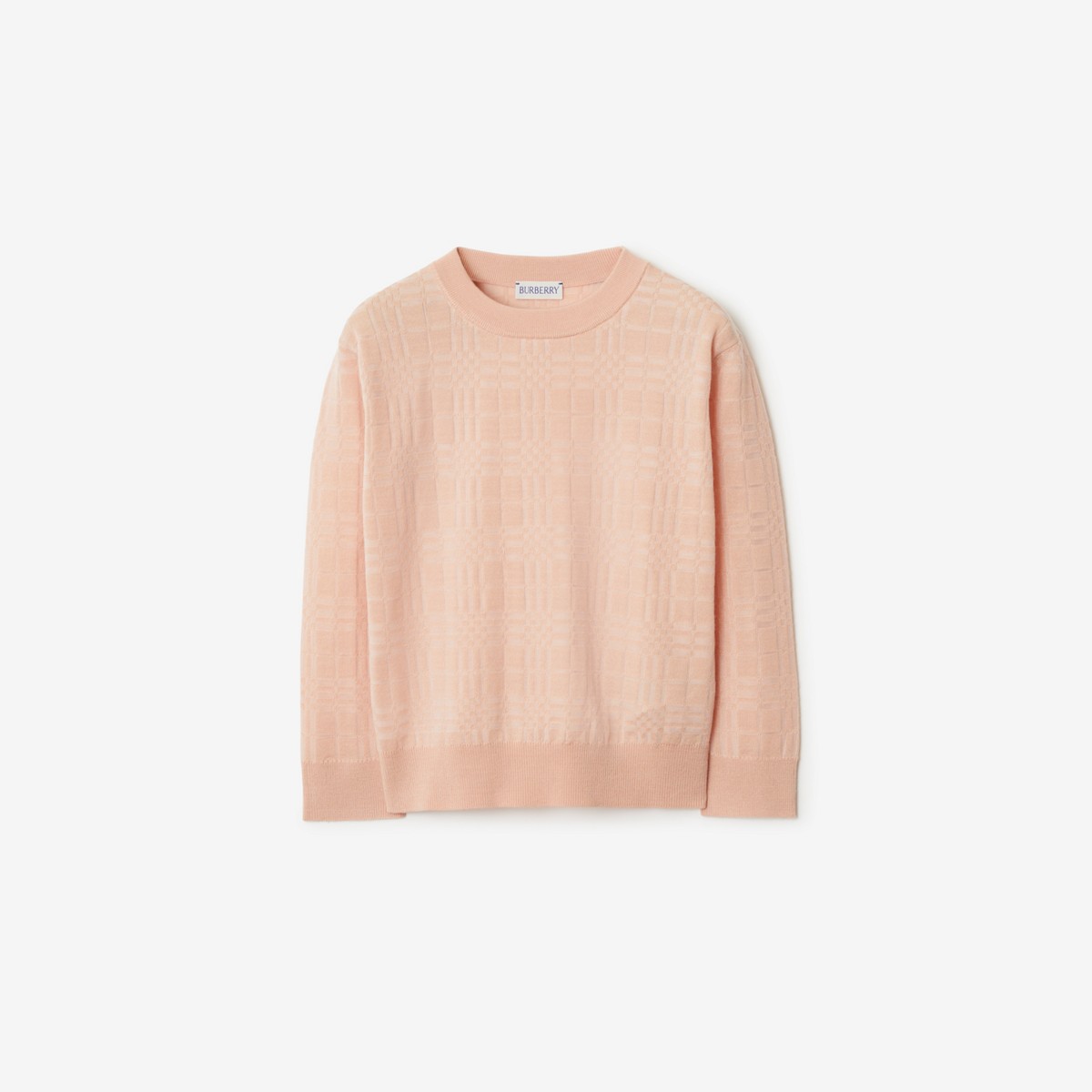 Burberry Kids'  Childrens Check Wool Blend Sweater In Coral Rose