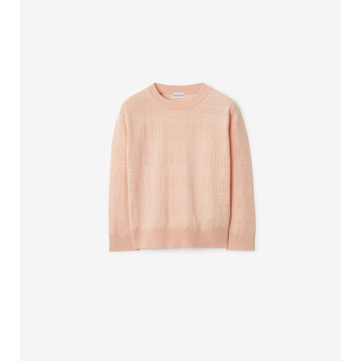Burberry Kids'  Childrens Check Wool Blend Sweater In Coral Rose