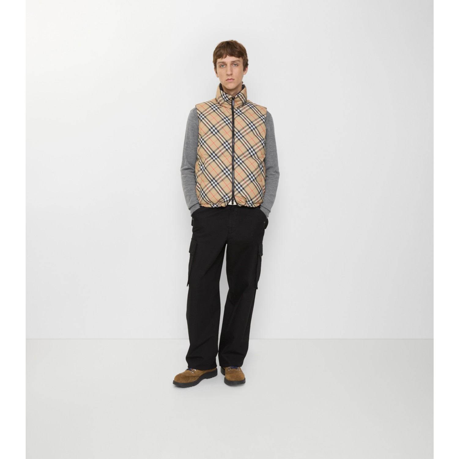 Reversible Check Puffer Gilet