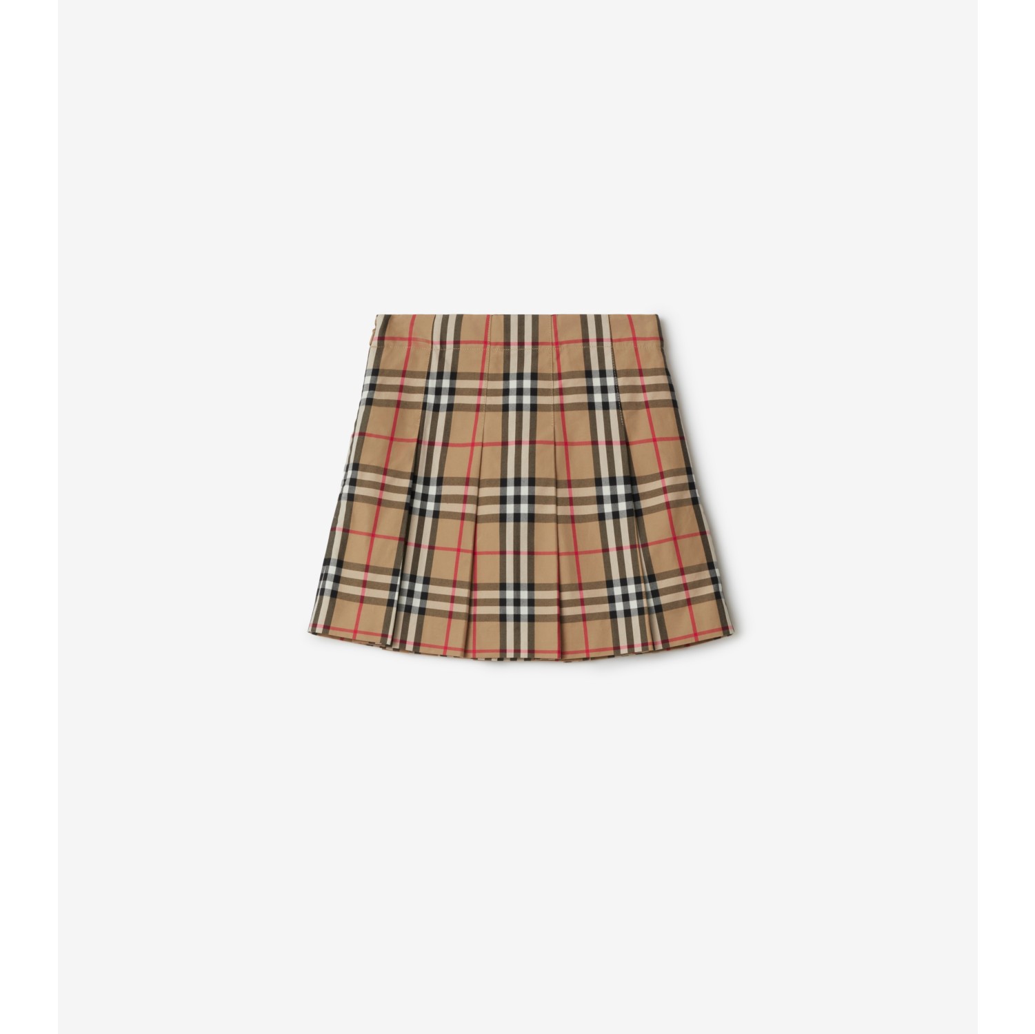 Check Cotton Pleated Skirt