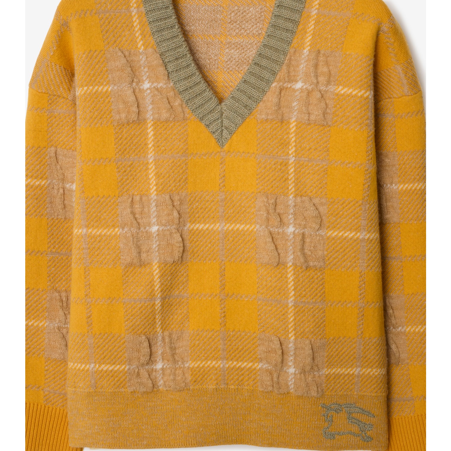 Pullover in misto cotone e lino Check