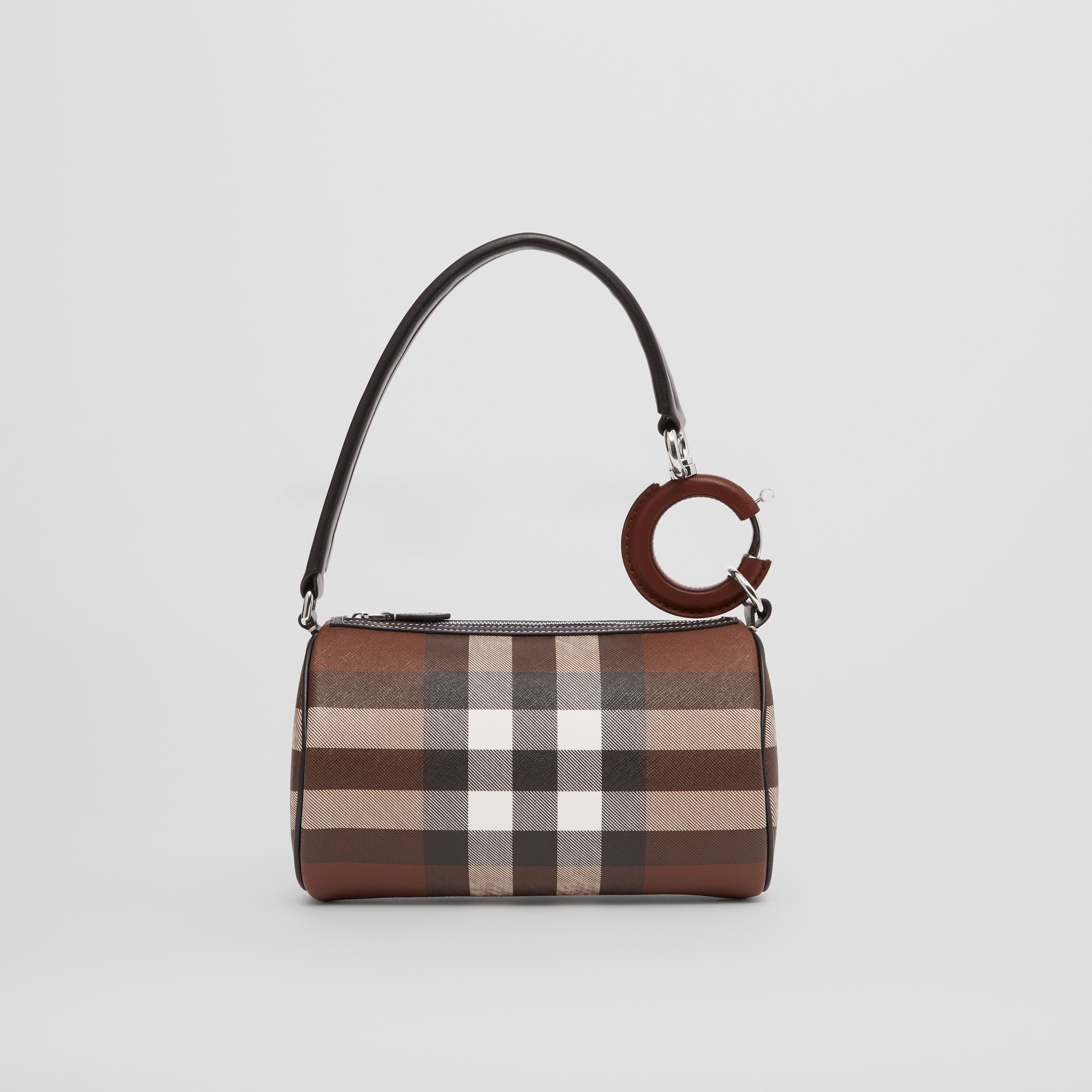 Mini Check and Leather Rhombi Bag in Dark Birch Brown - Women | Burberry® Official - 1