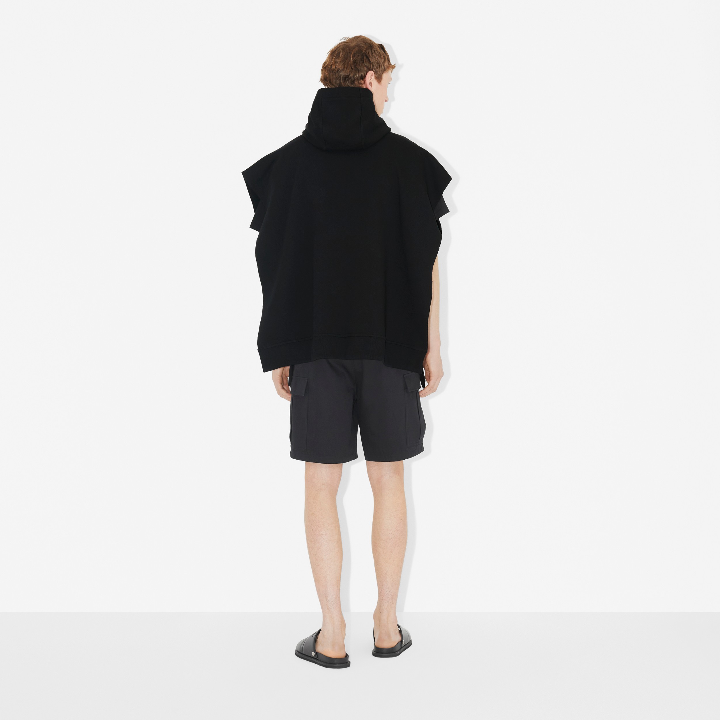Poncho à capuche en coton à motif campus (Noir) | Site officiel Burberry® - 4