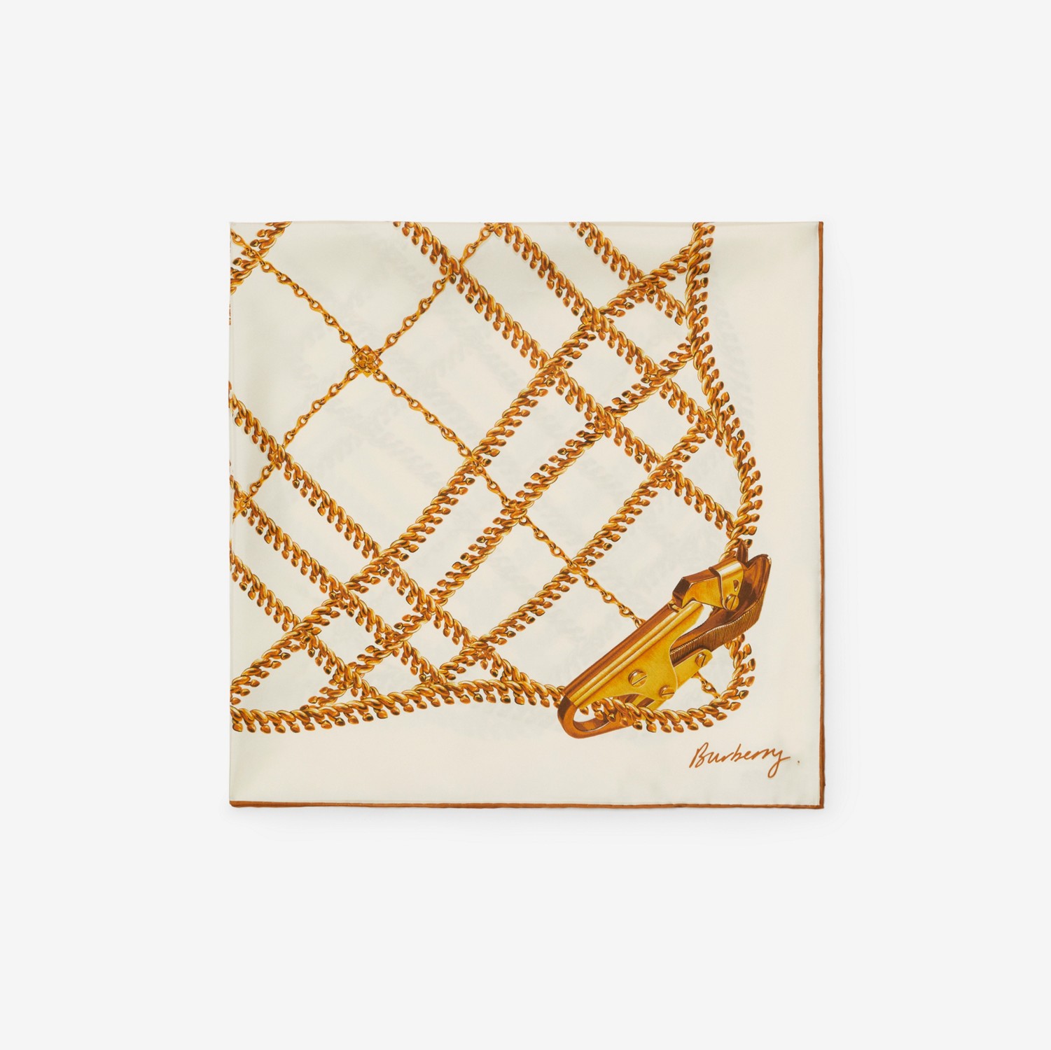 Chain Check Silk Scarf in Gold | Burberry® Official