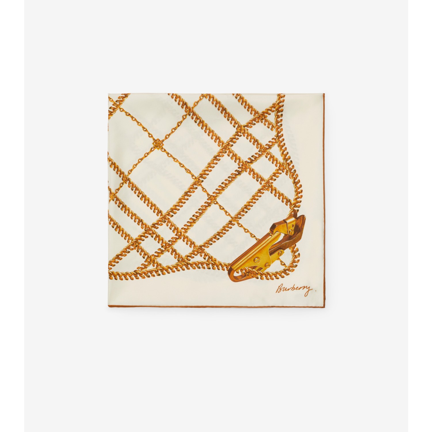 Chain Check Silk Scarf in Gold | Burberry® Official