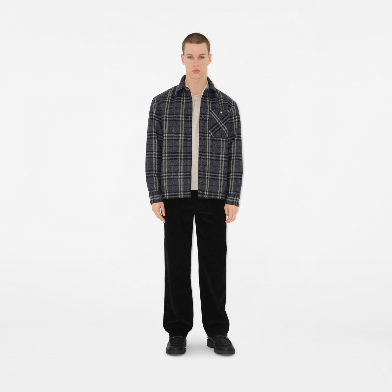 Check Wool Overshirt in Indigo - Men | Burberry® Official Check Wool Overshirt in Indigo - Men | Burberry® Official
