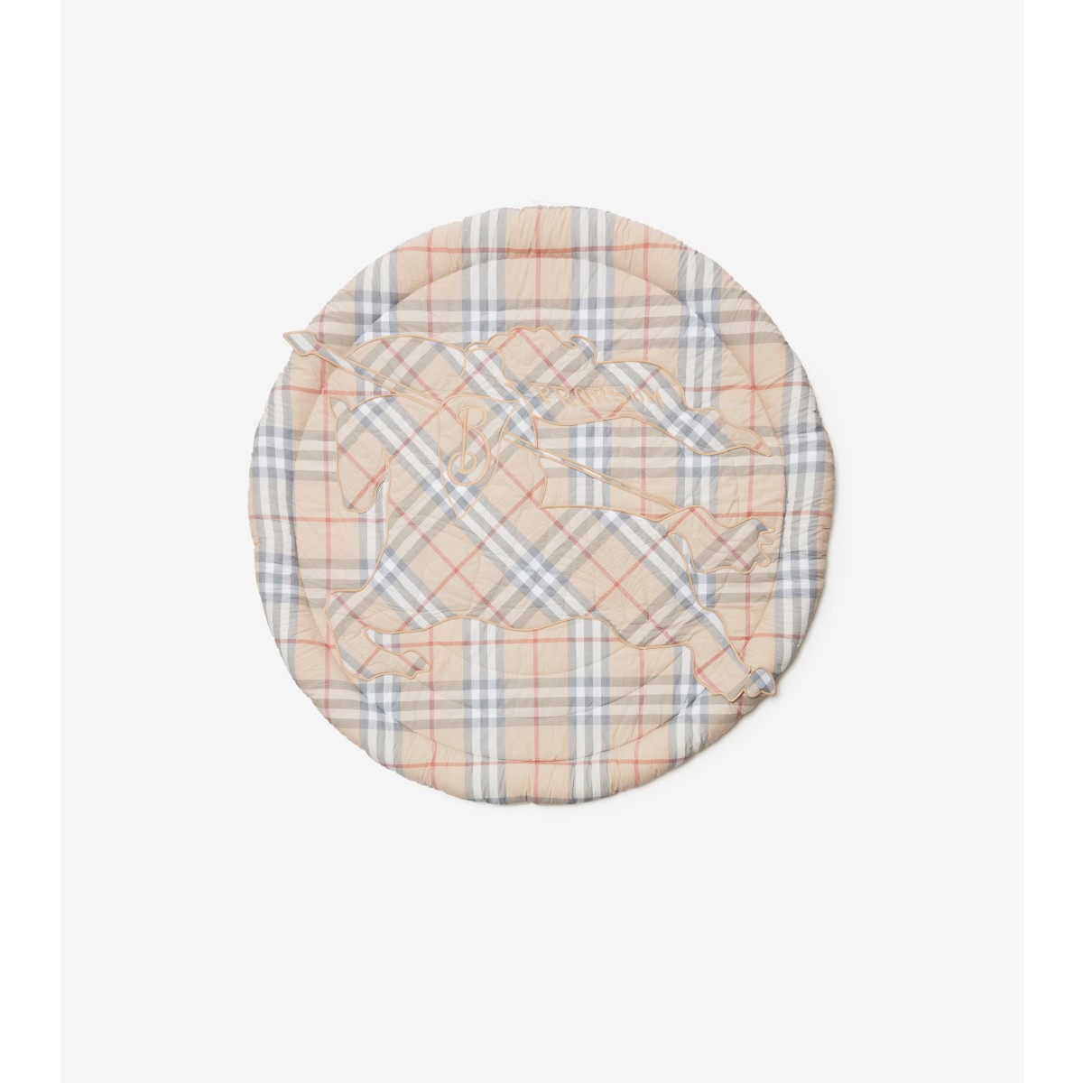 Shop Burberry Childrens Ekd Check Cotton Playmat In Pale Stone