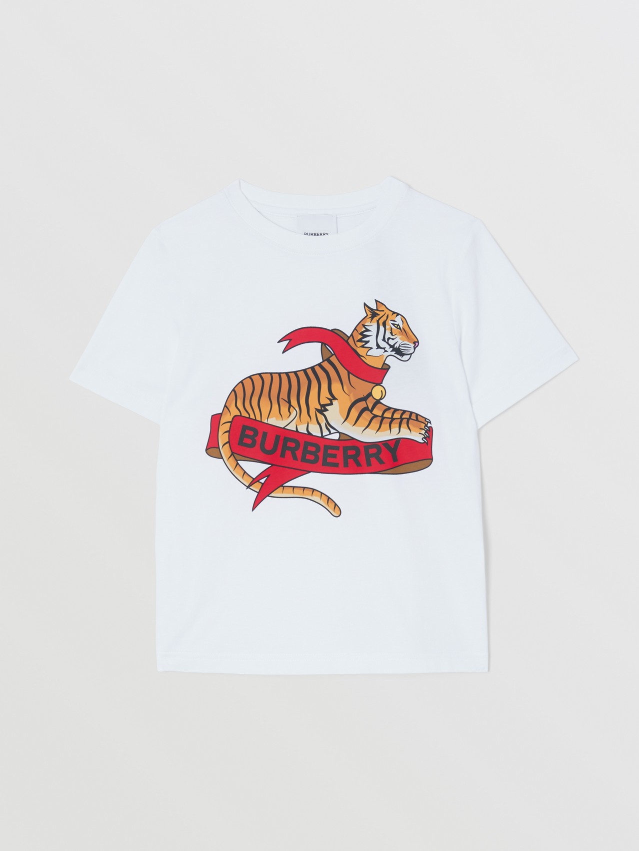 Camiseta de algodão com estampa gráfica de tigre in Branco