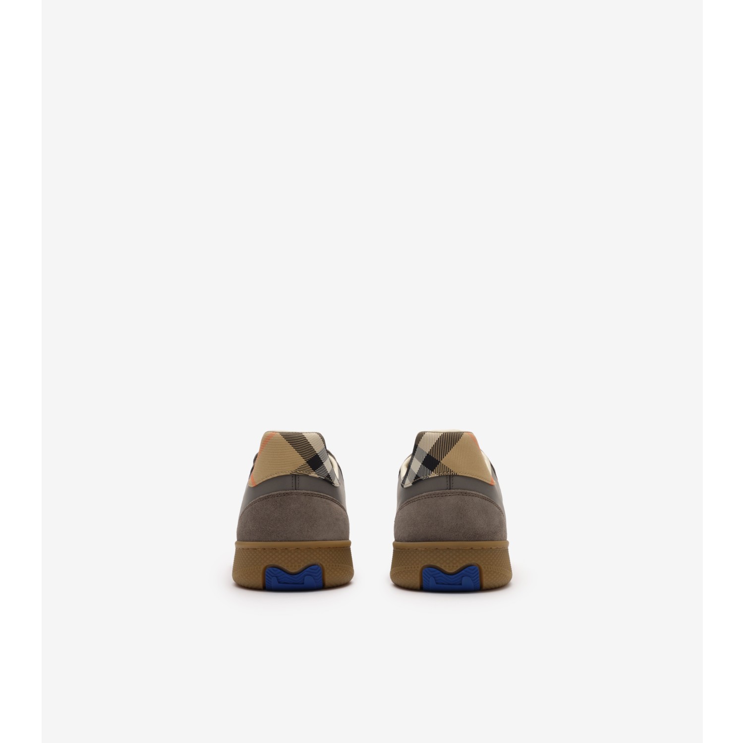 Leather, Suede and Check Terrace Sneakers​ in Tower grey/sand