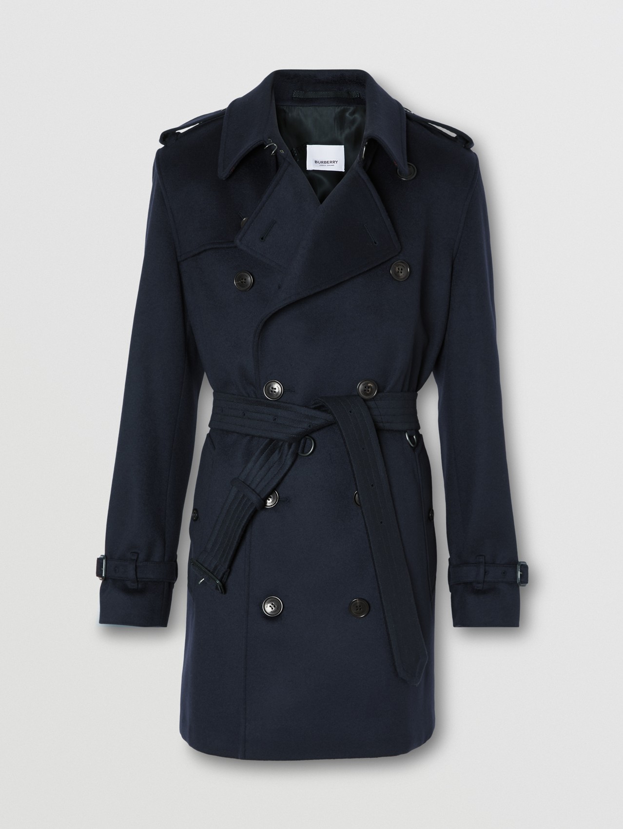 Wool Cashmere Trench Coat in Navy