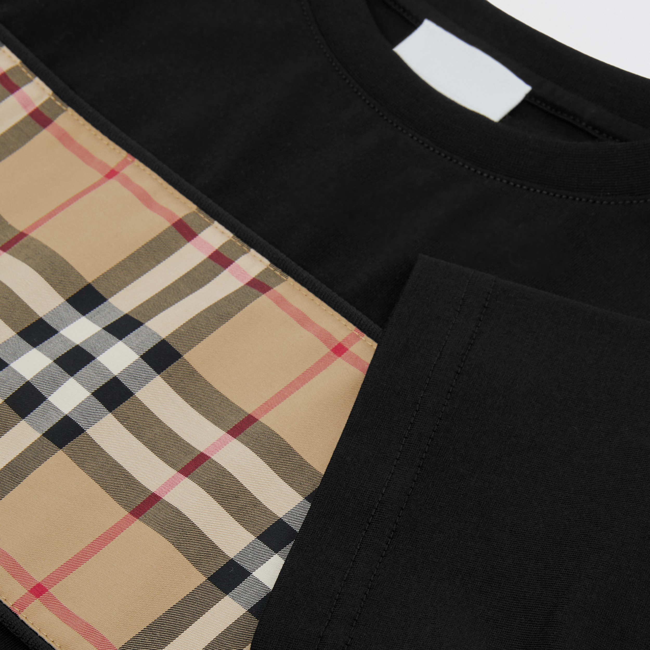 Vintage Check Panel Cotton T-shirt in Black | Burberry® Official - 2