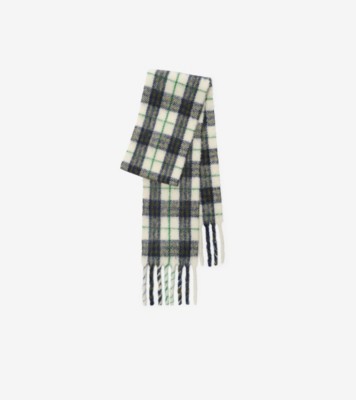 Narrow Check Alpaca Wool Blend Scarf in Peacock blue | Burberry® Official