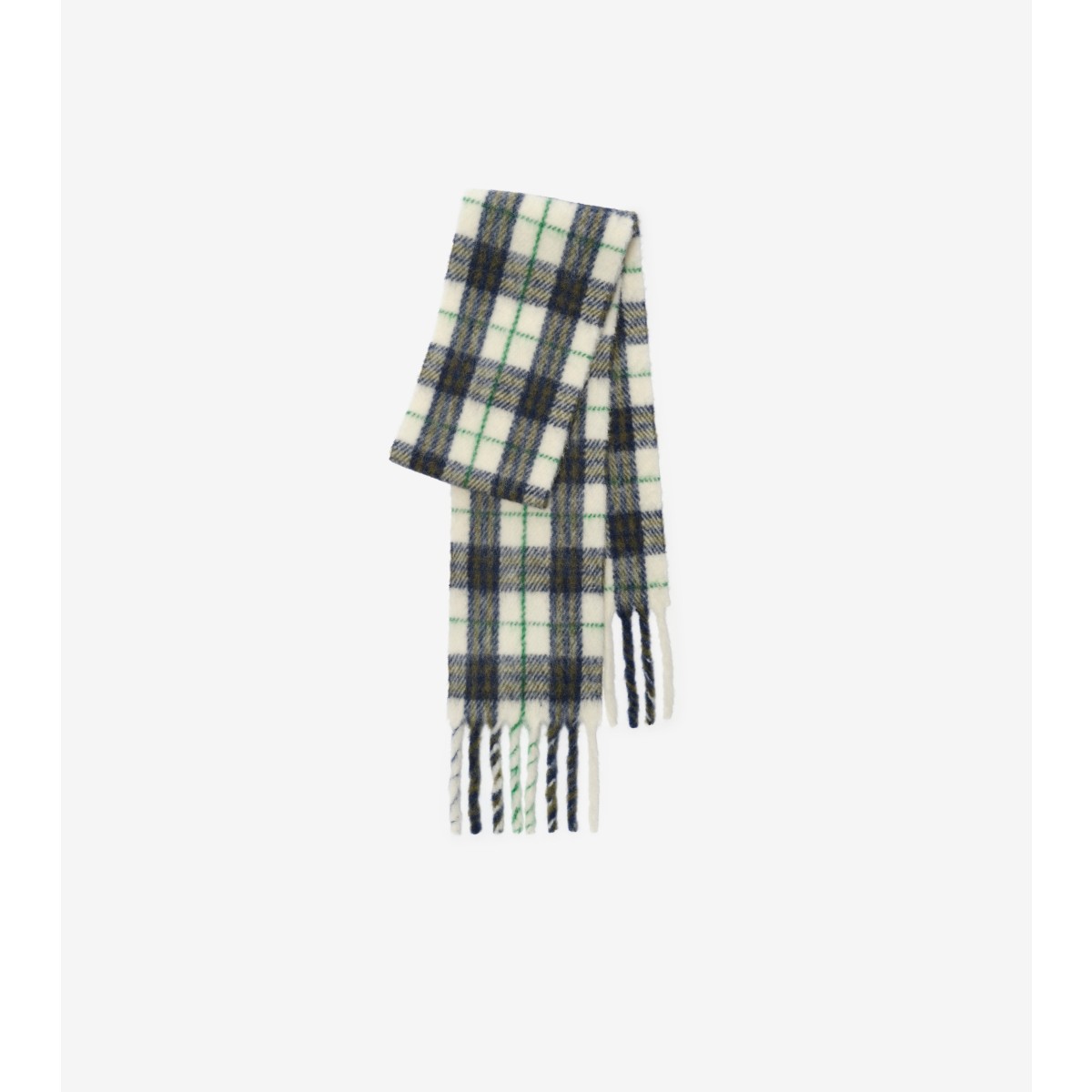  Check Narrow Alpaca Wool Blend Scarf