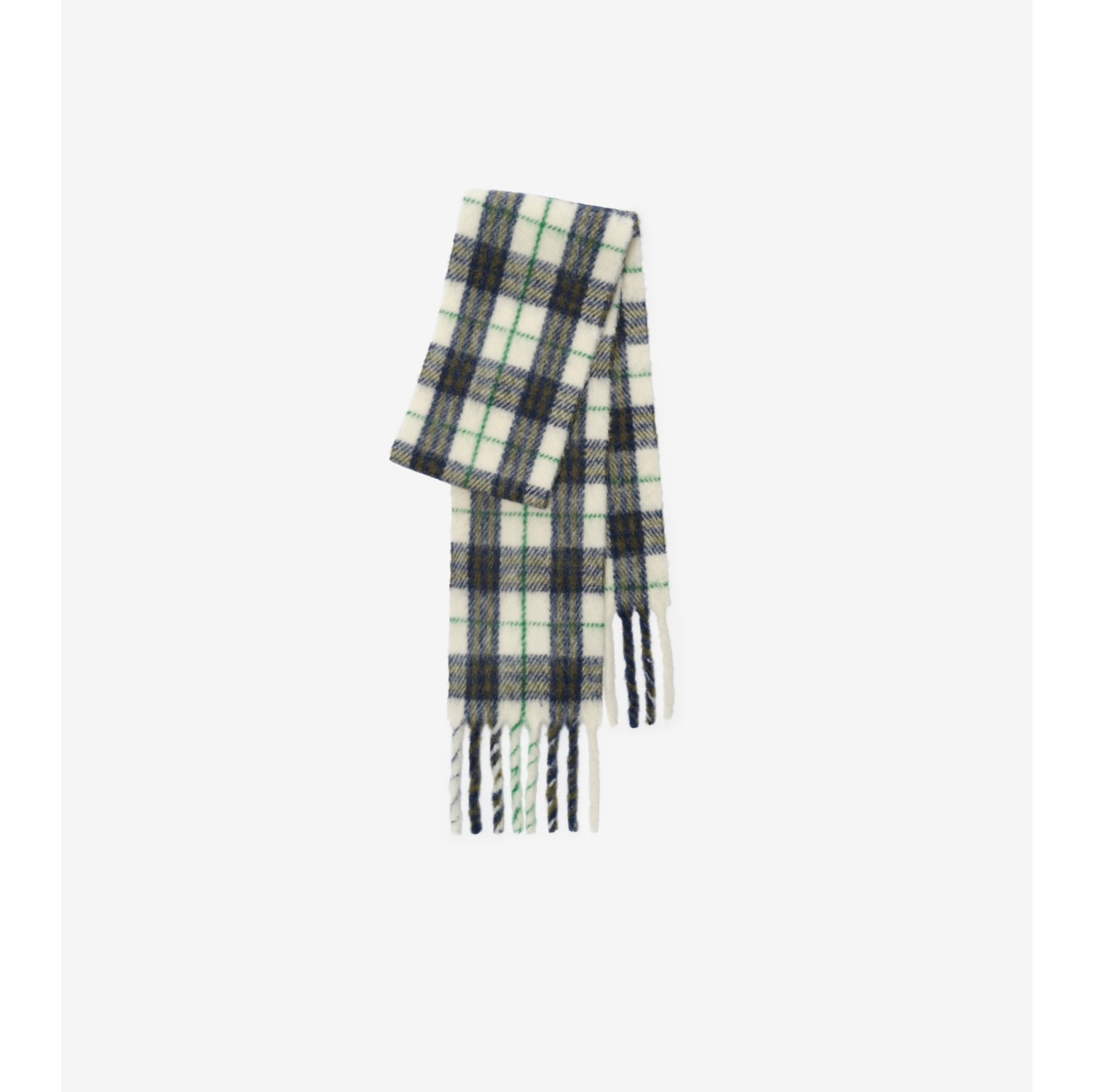 Narrow Check Alpaca Wool Blend Scarf