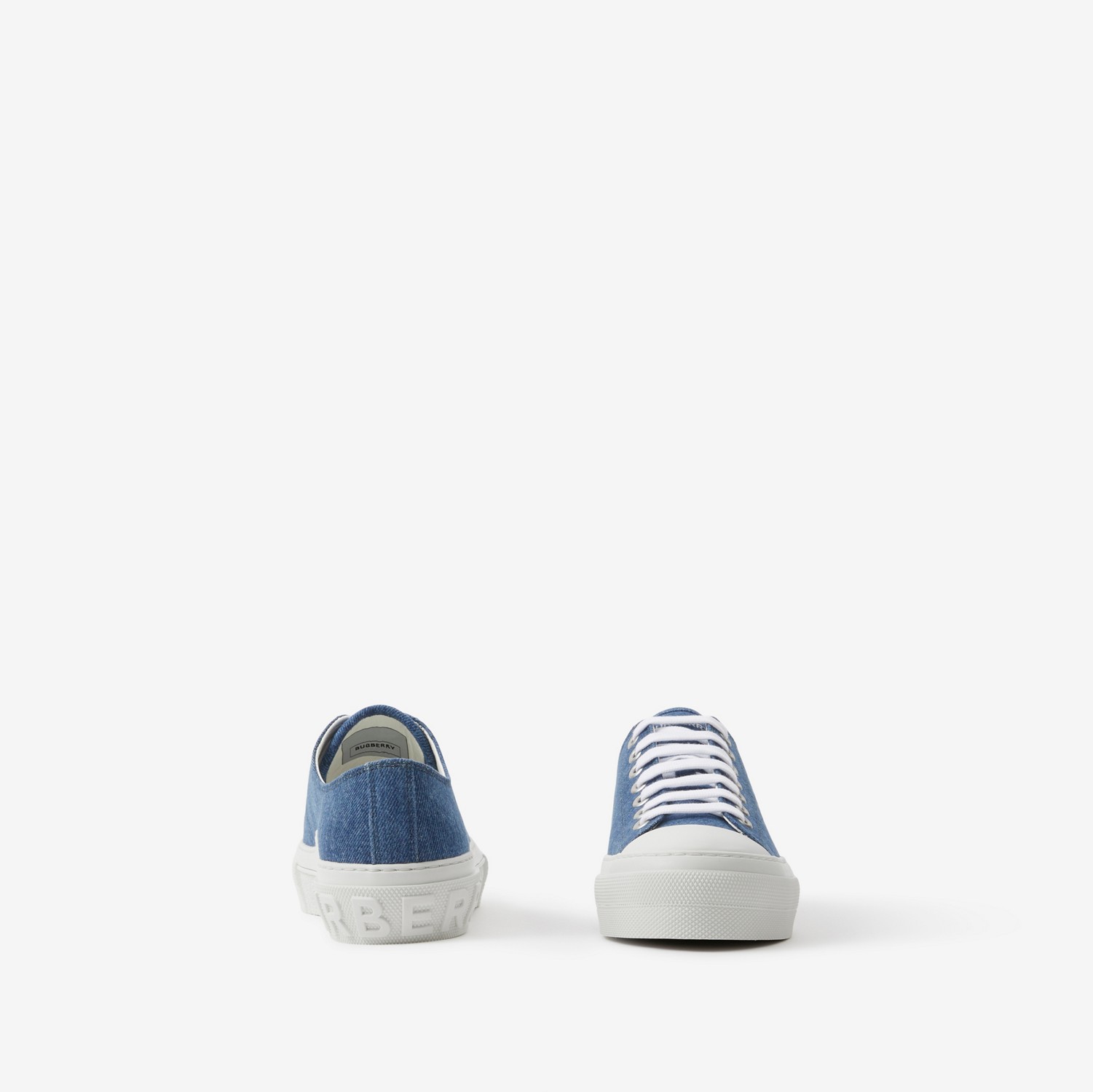 Logo Print Denim Sneakers in Blue - Women | Burberry® Official