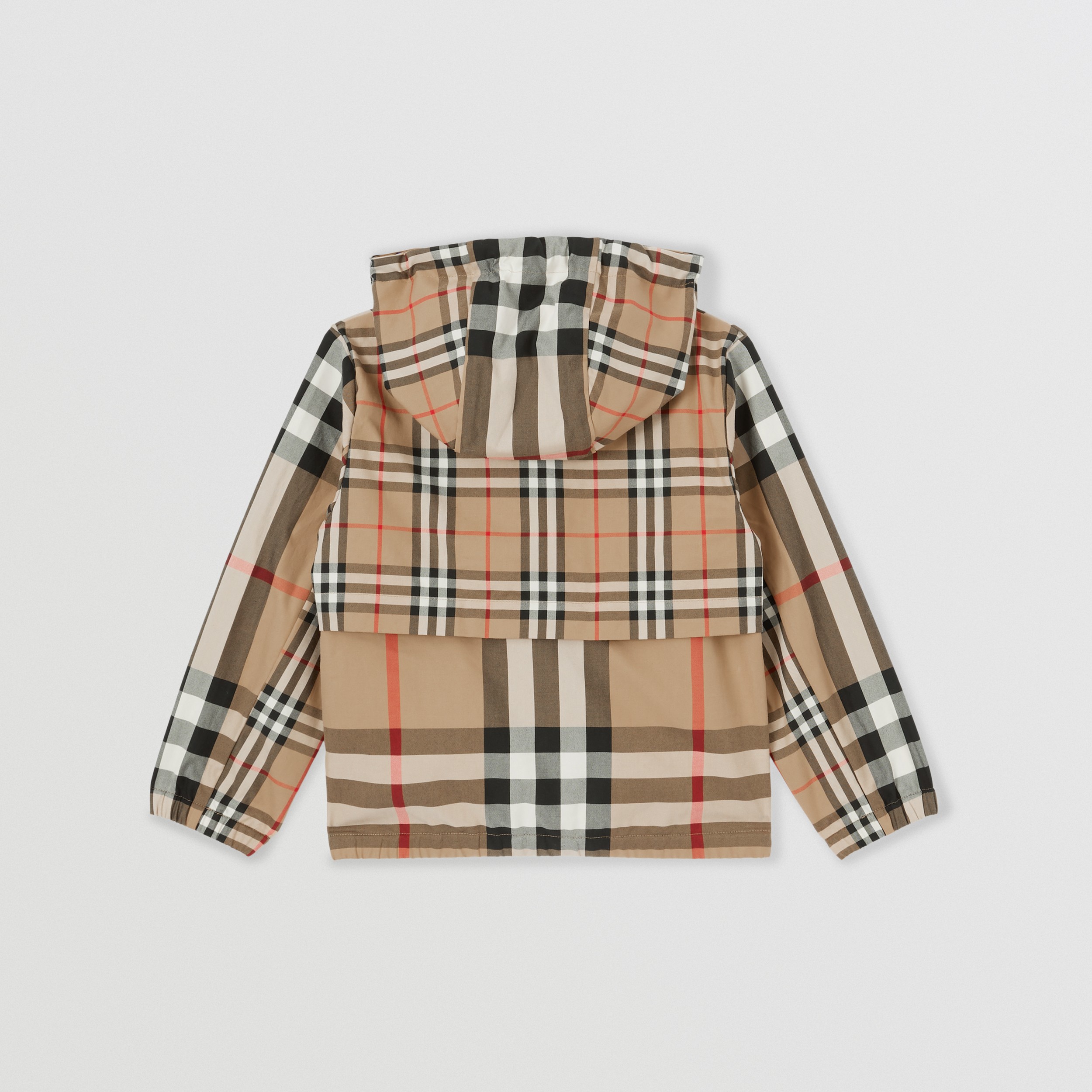 Contrast Check Cotton Hooded Jacket in Archive Beige | Burberry® Official - 3