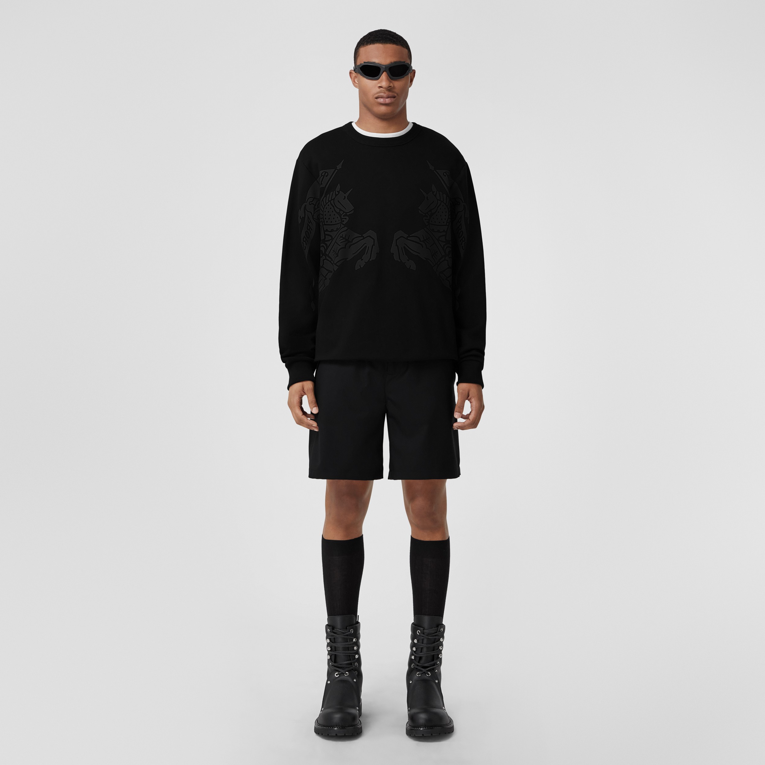 Sweat-shirt en coton avec emblème du Cavalier (Noir) - Homme | Site officiel Burberry® - 4