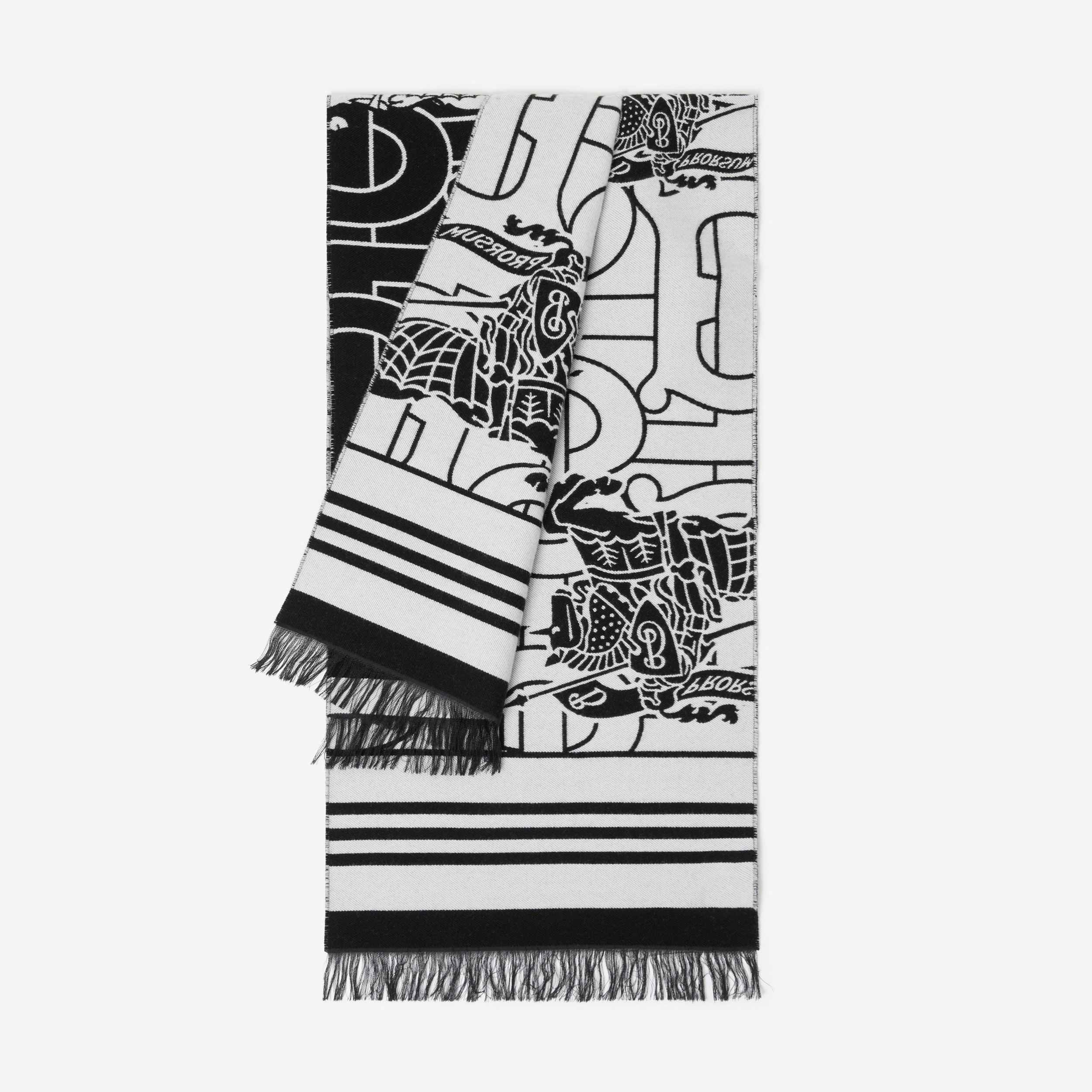 Montage Wool Silk Jacquard Scarf in Black | Burberry® Official - 3