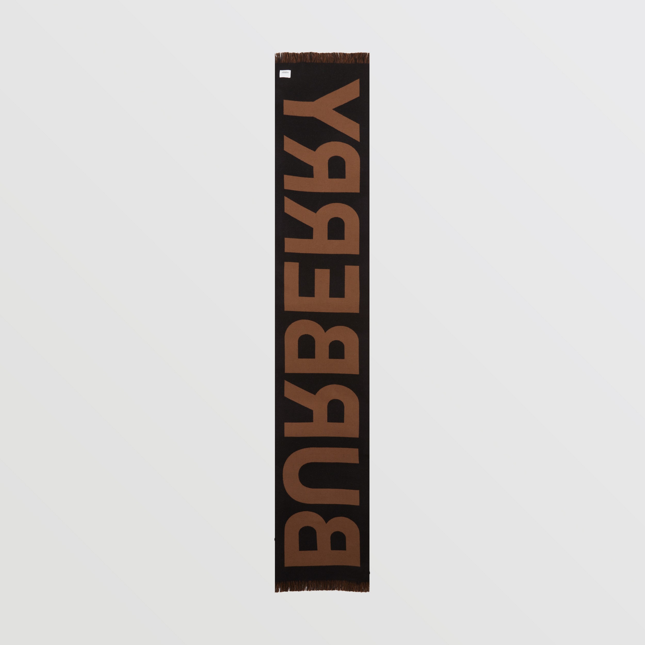 Logo Wool Jacquard Scarf in Dark Birch Brown/black | Burberry® Official - 4