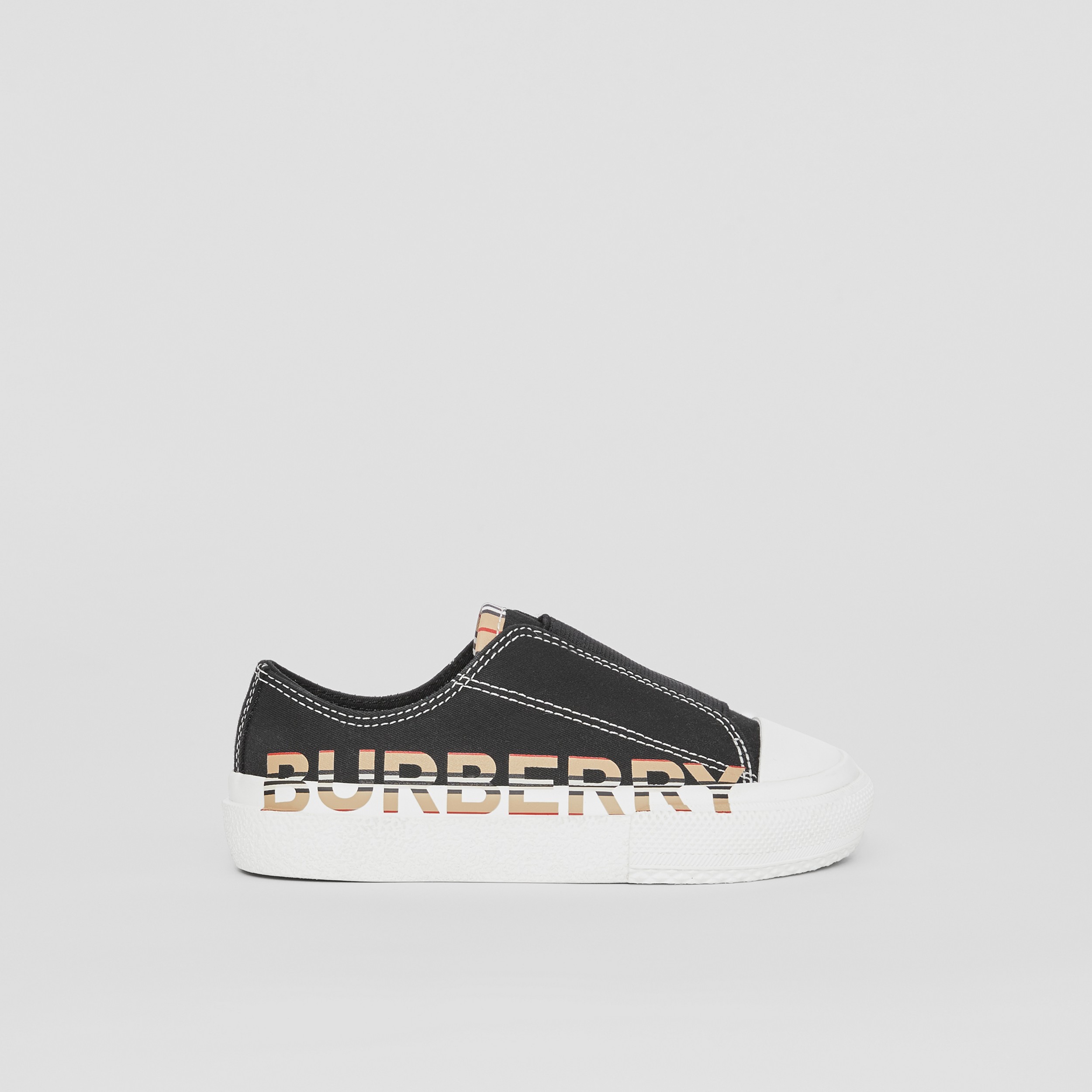 Logo Print Cotton Gabardine Sneakers in Black - Children | Burberry® Official - 4
