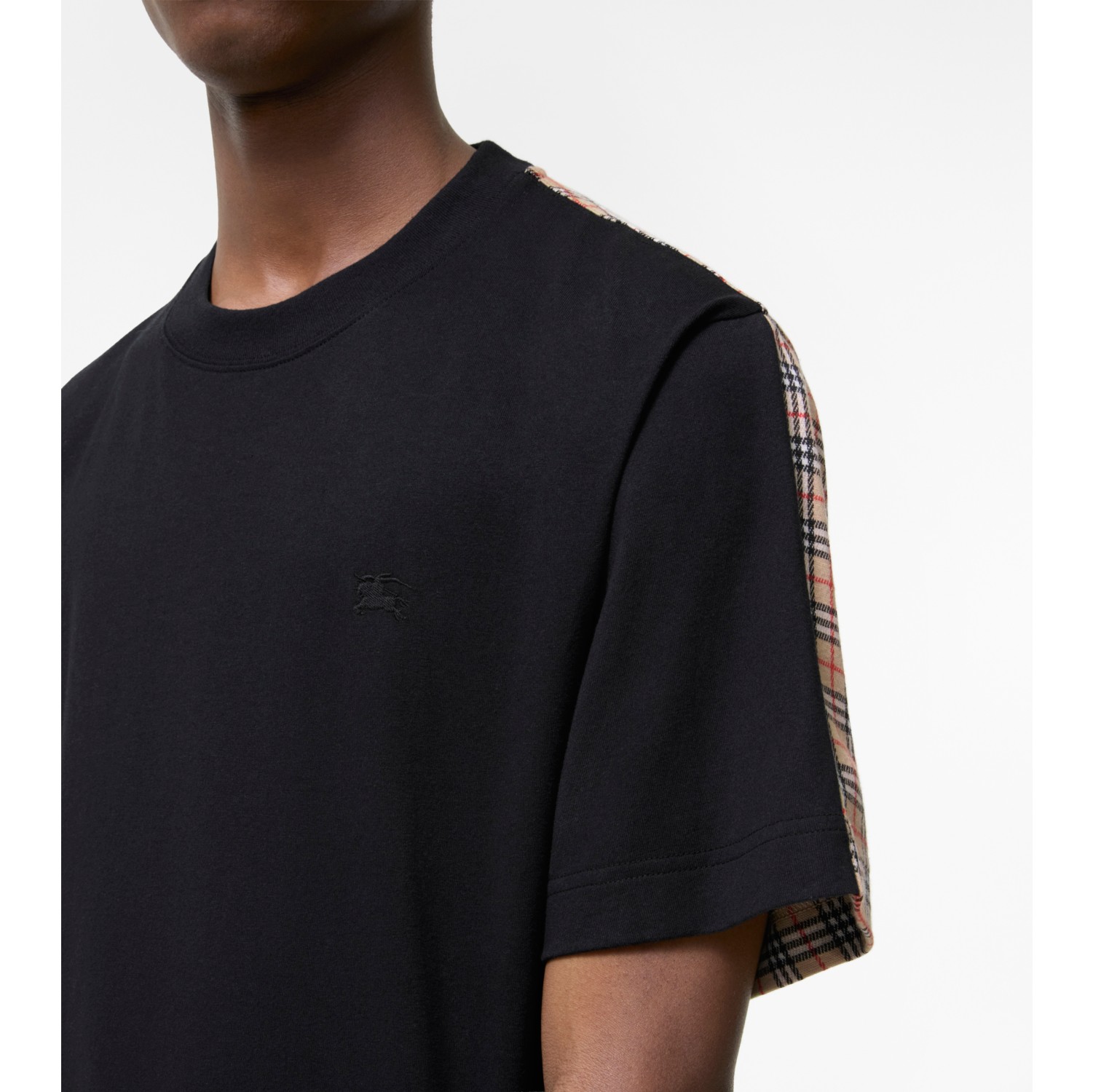 Check Cotton T-shirt in Black - Men | Burberry® Official