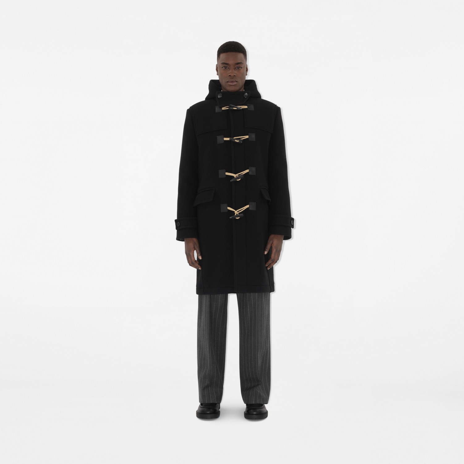ウール ダッフルコート (ブラック) - メンズ, ウール | Burberry ウール ダッフルコート (ブラック) - メンズ, ウール | Burberry