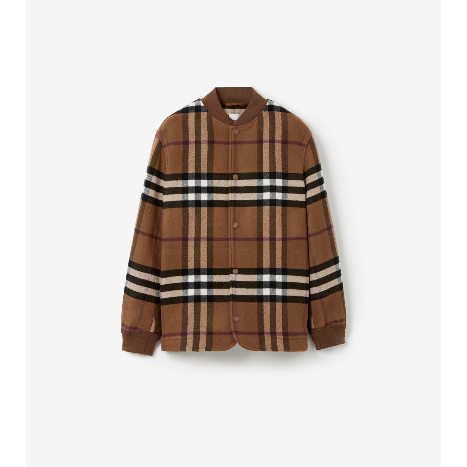 チェック ウールブレンド ボマージャケット (ダークバーチブラウン) - メンズ, ウール | Burberry®公式サイト