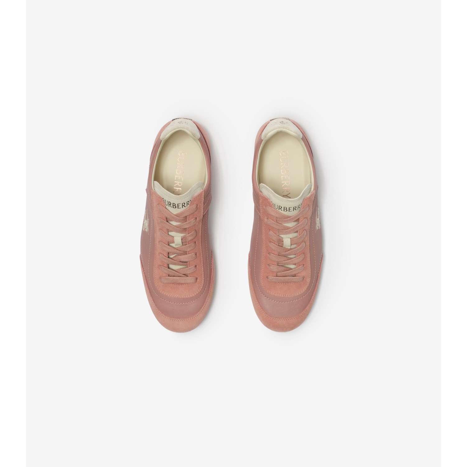 Leather Knight Runner Sneakers in Dusky rose/dove beige - Women | Burberry® Official