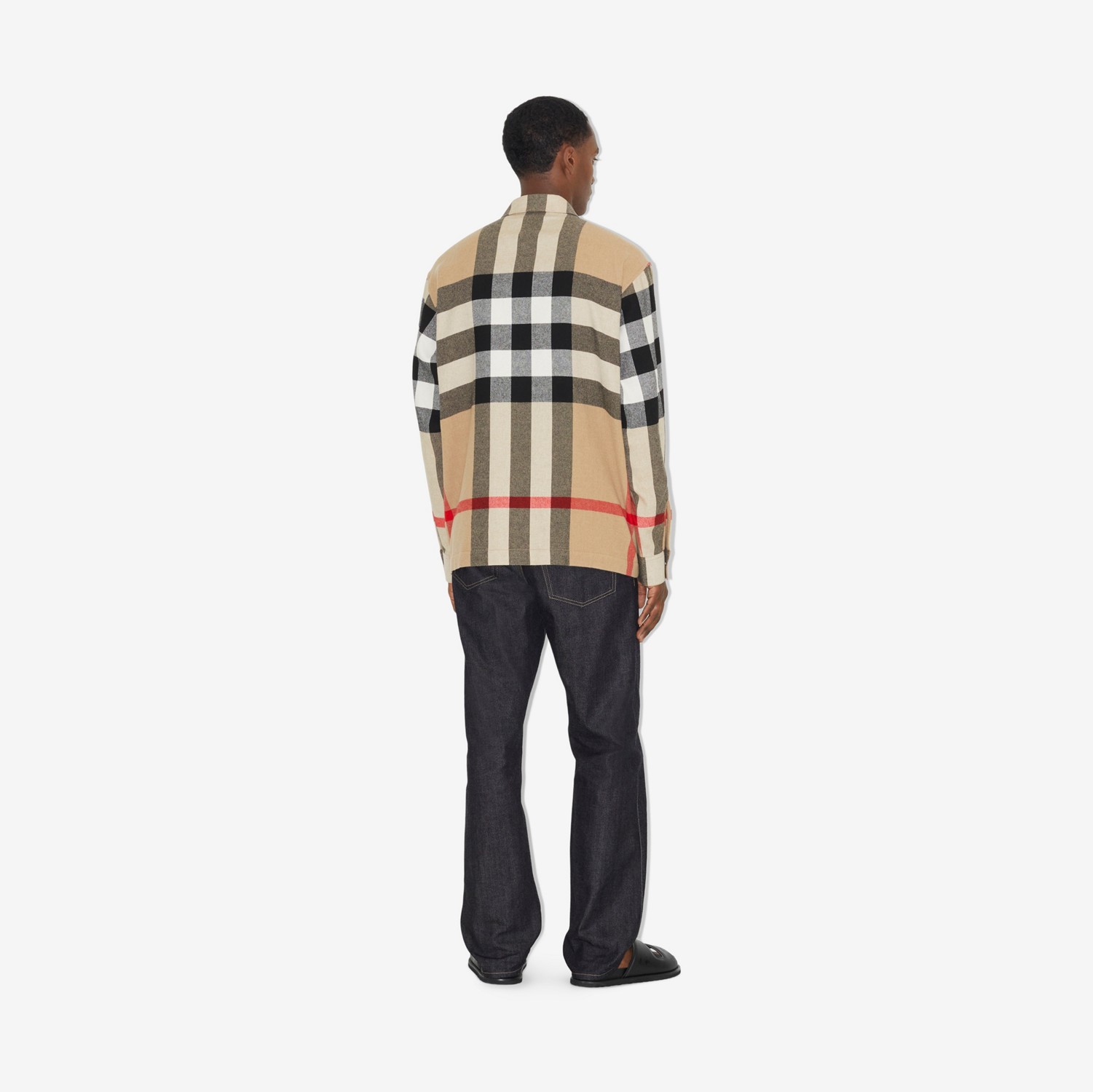 棉毛混纺格纹外套式衬衫 (典藏米色) - 男士 | Burberry® 博柏利官网