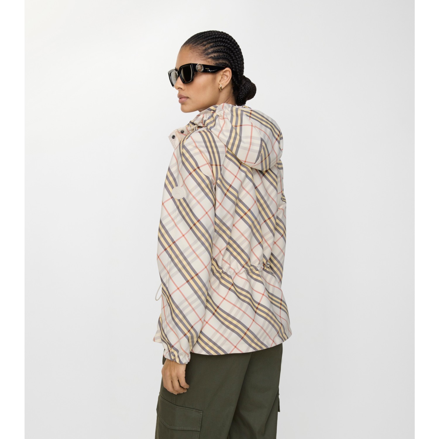 Reversible Check Hooded Jacket in Pebble beige - Women, Nylon | Burberry® Official