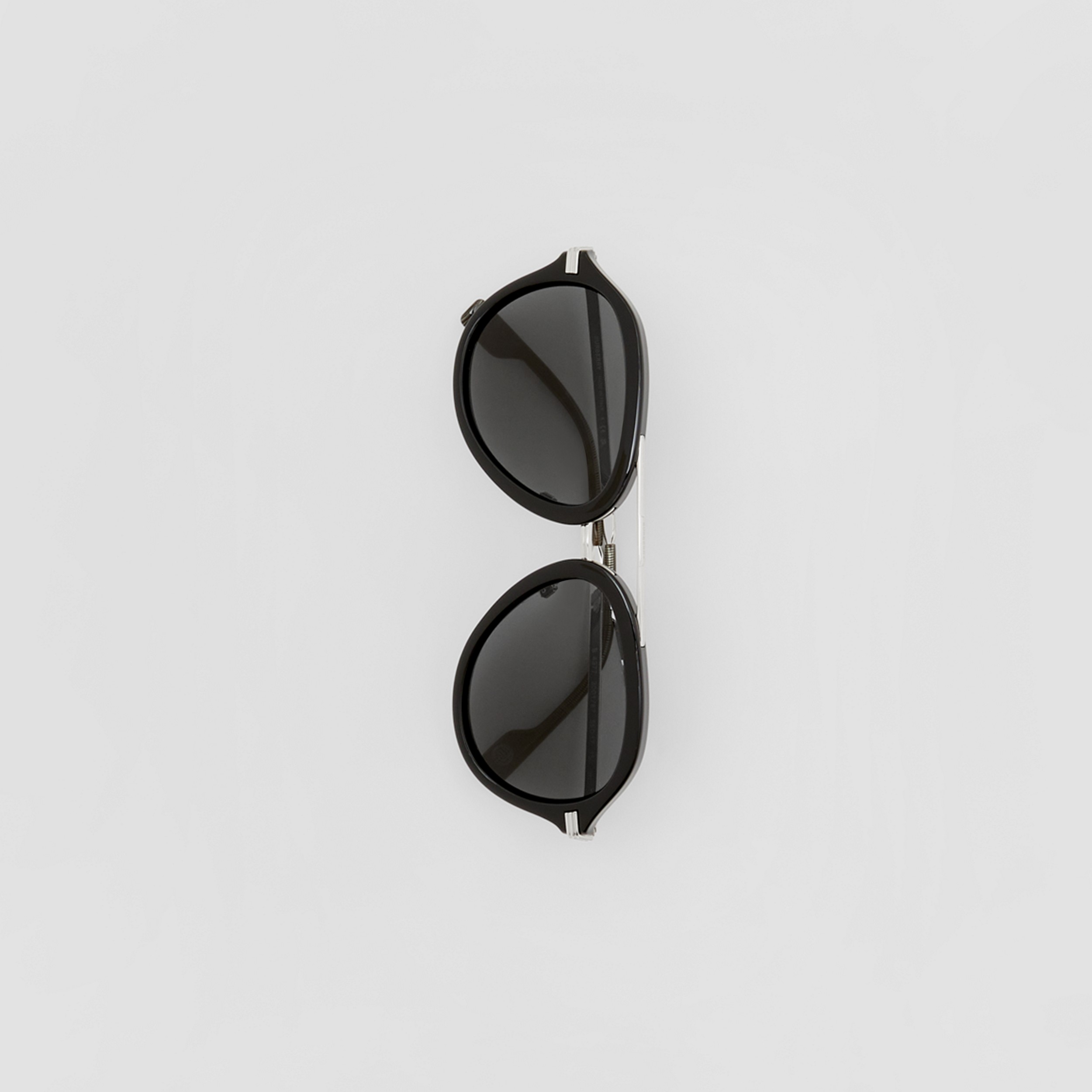 Check Detail Pilot Sunglasses in Black - Men | Burberry® Official - 4