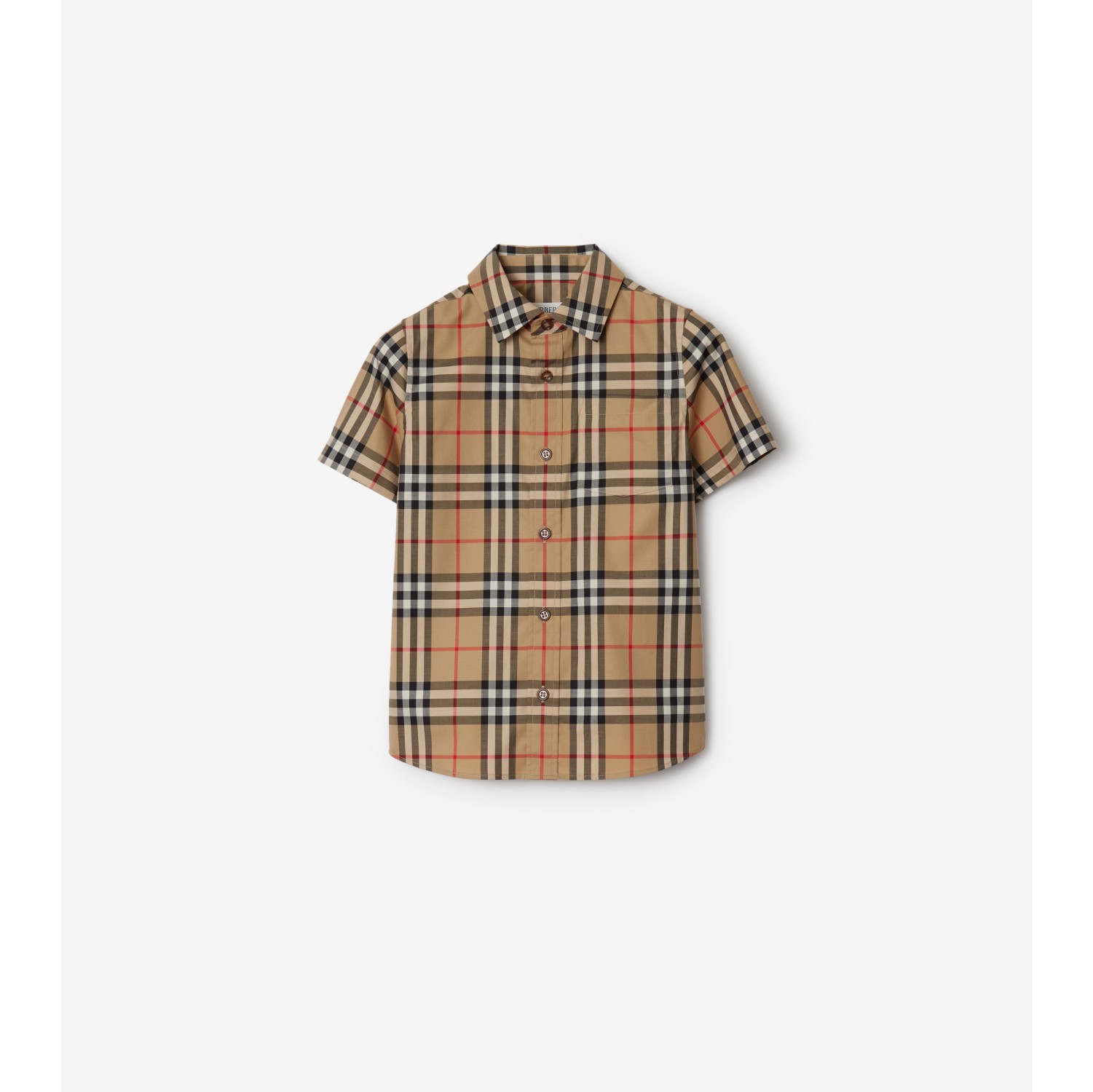 Check Stretch Cotton Shirt in Archive beige Burberry Official