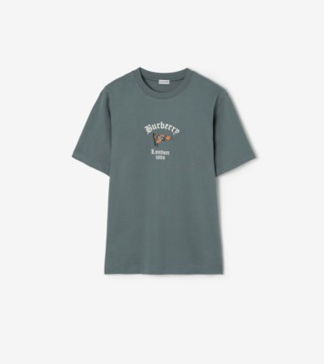 Check Flag Cotton T-shirt in Seafarer blue - Men | Burberry® Official