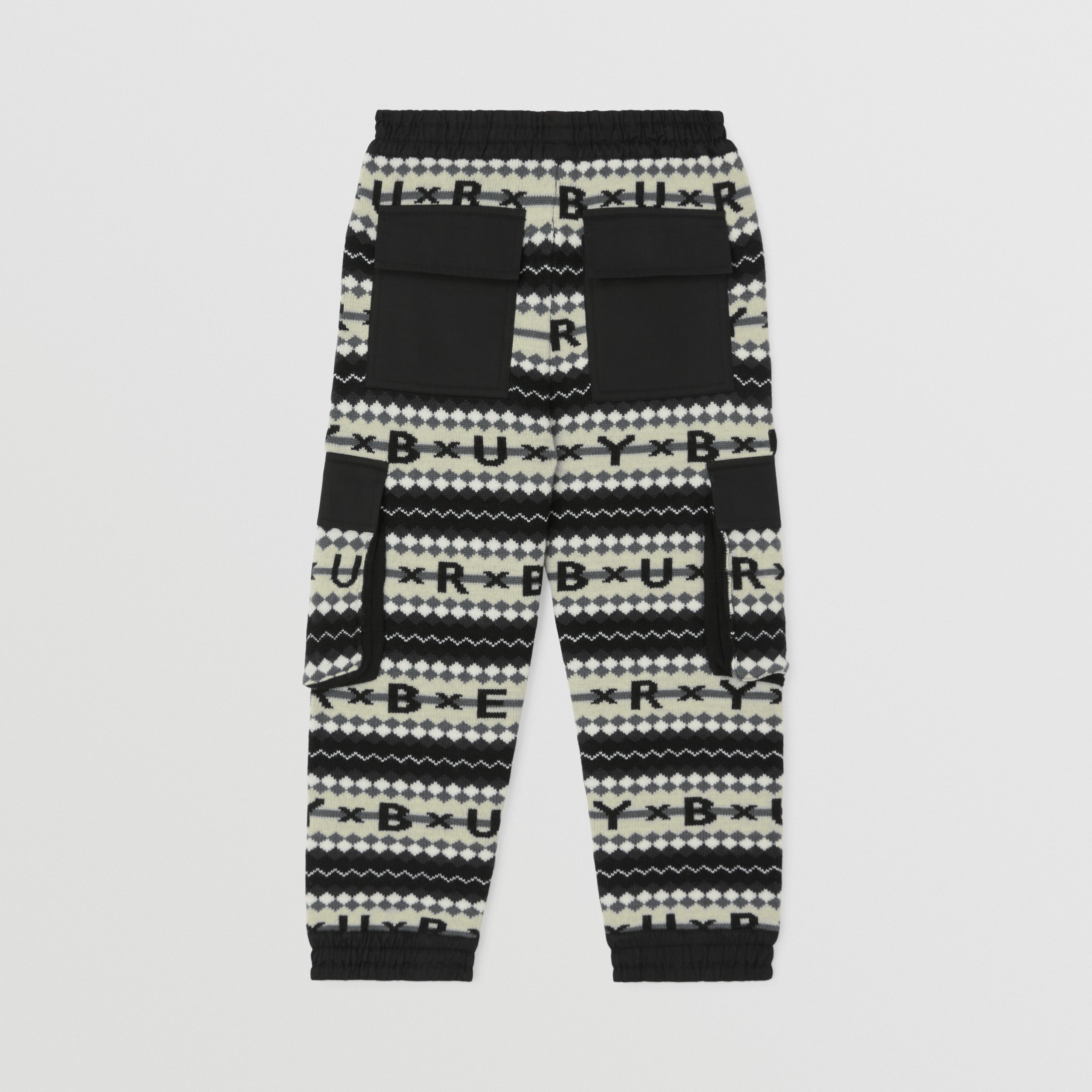 Fair Isle Logo Wool Jogging Pants in Black/white | Burberry® Official - 4