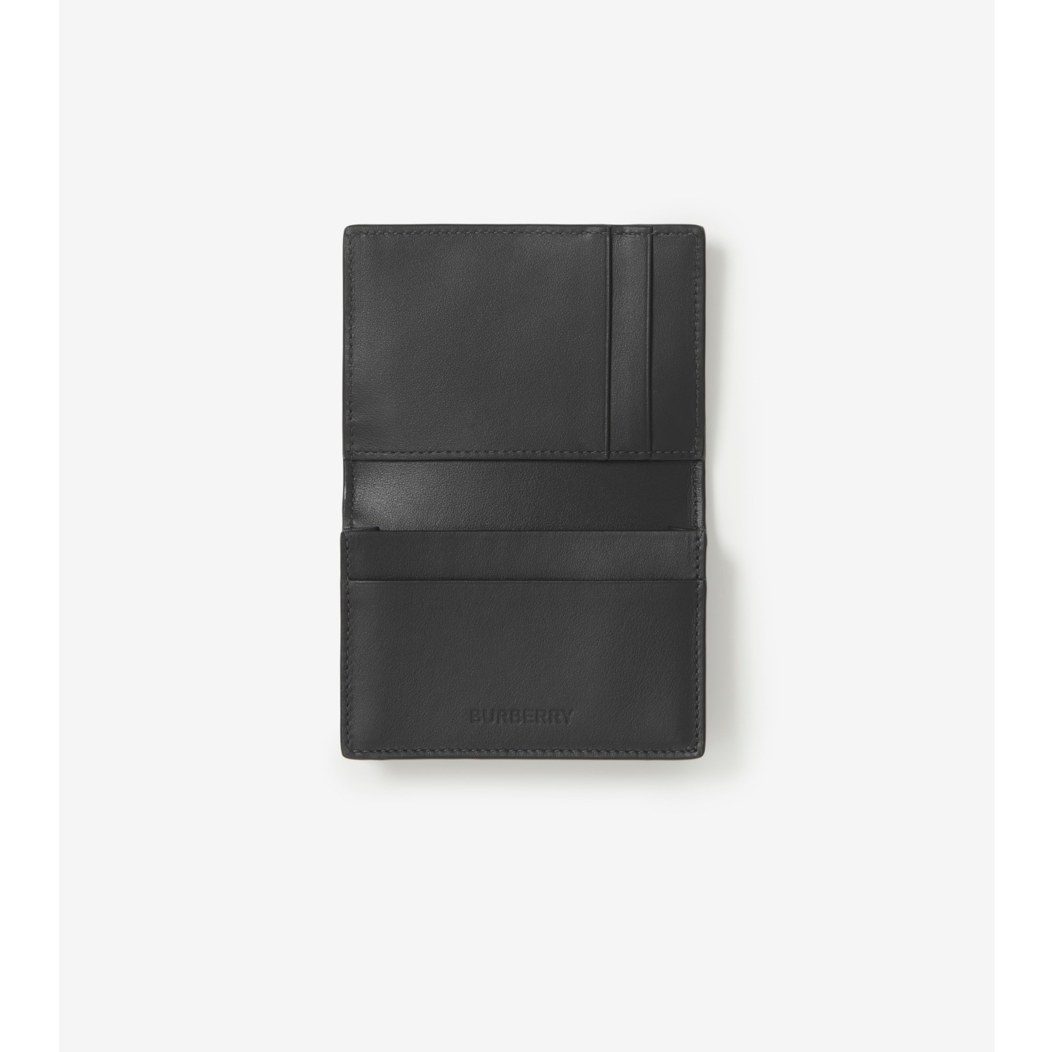 Check and Leather Folding Card Case