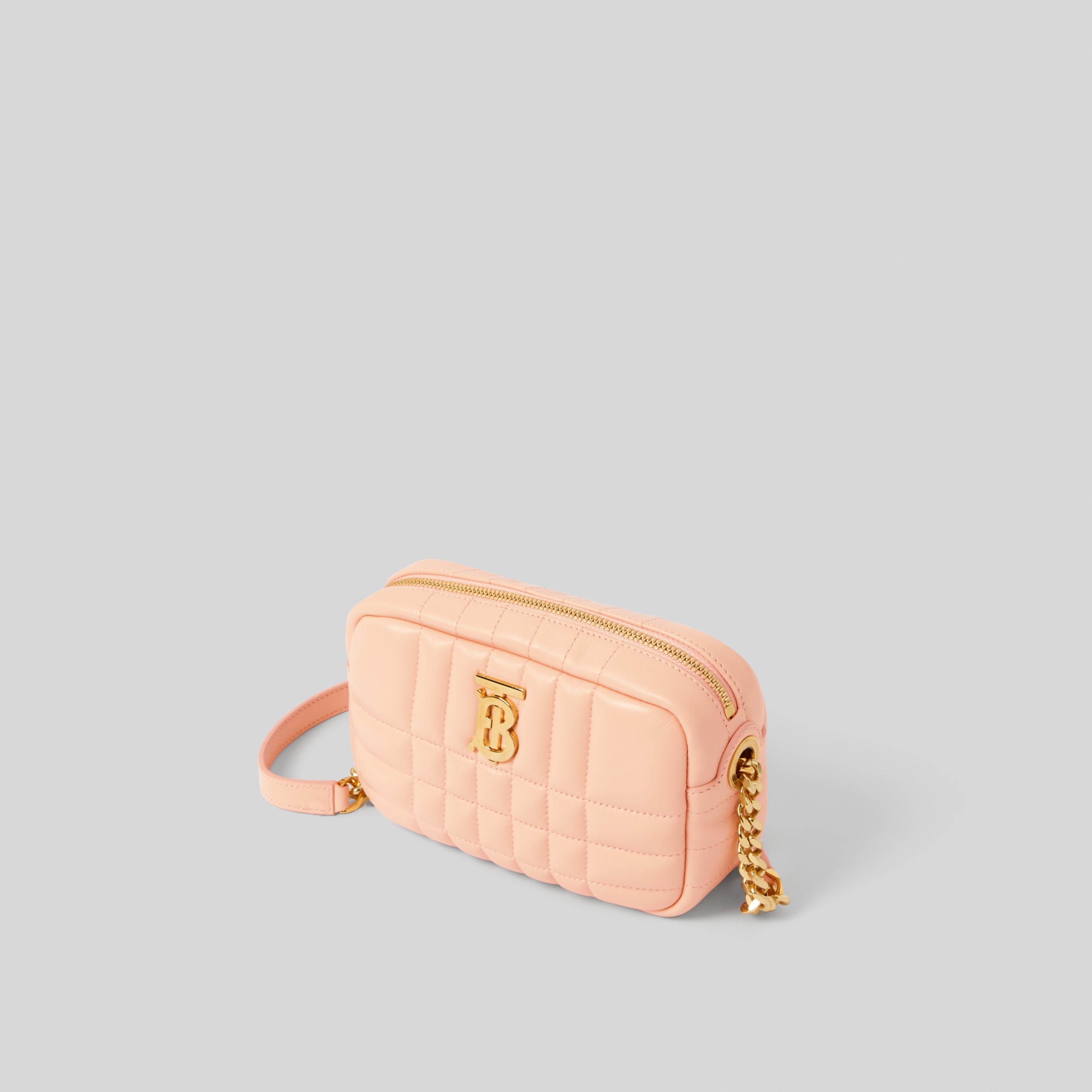 Quilted Leather Mini Lola Camera Bag in Peach Pink Women Burberry