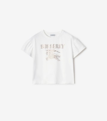 Crystal Knight Cotton T-shirt in White | Burberry® Official