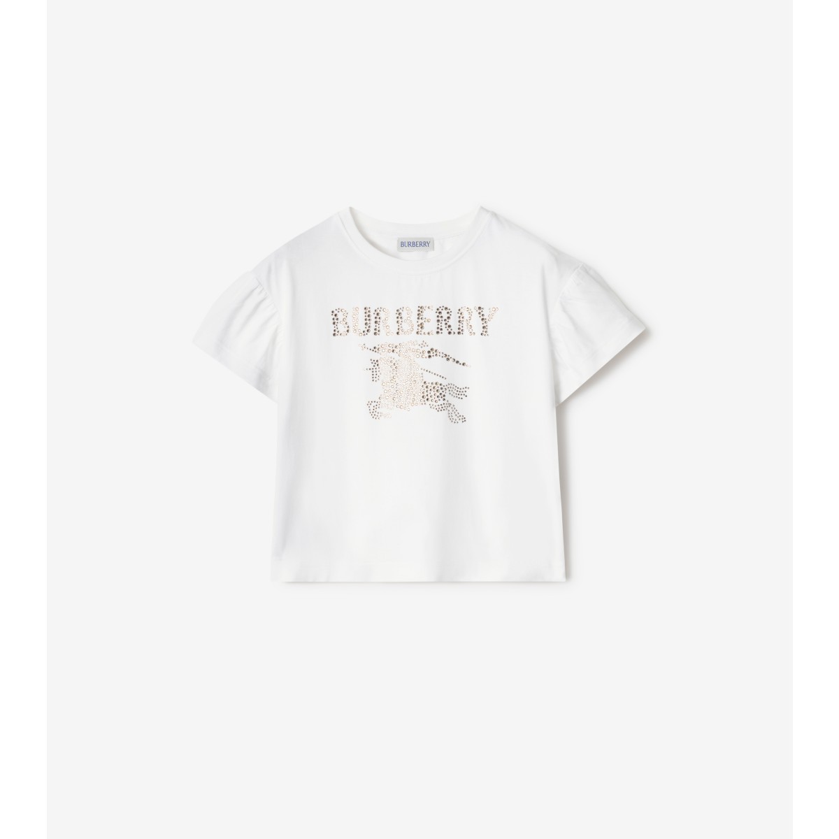 Burberry Childrens Crystal Ekd Cotton T-shirt In White