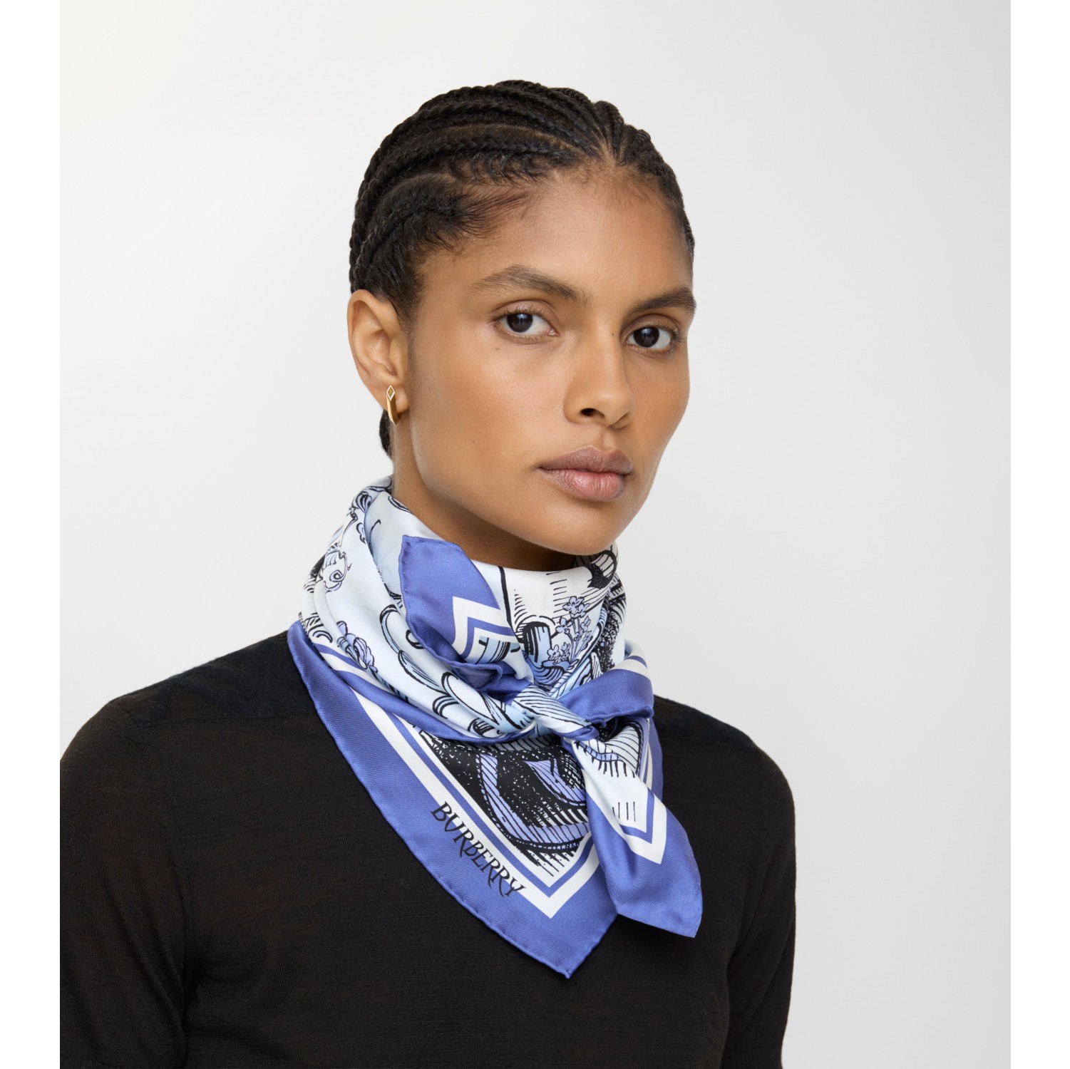 Etched Knight Silk Scarf in Cornflower blue | Burberry® Official