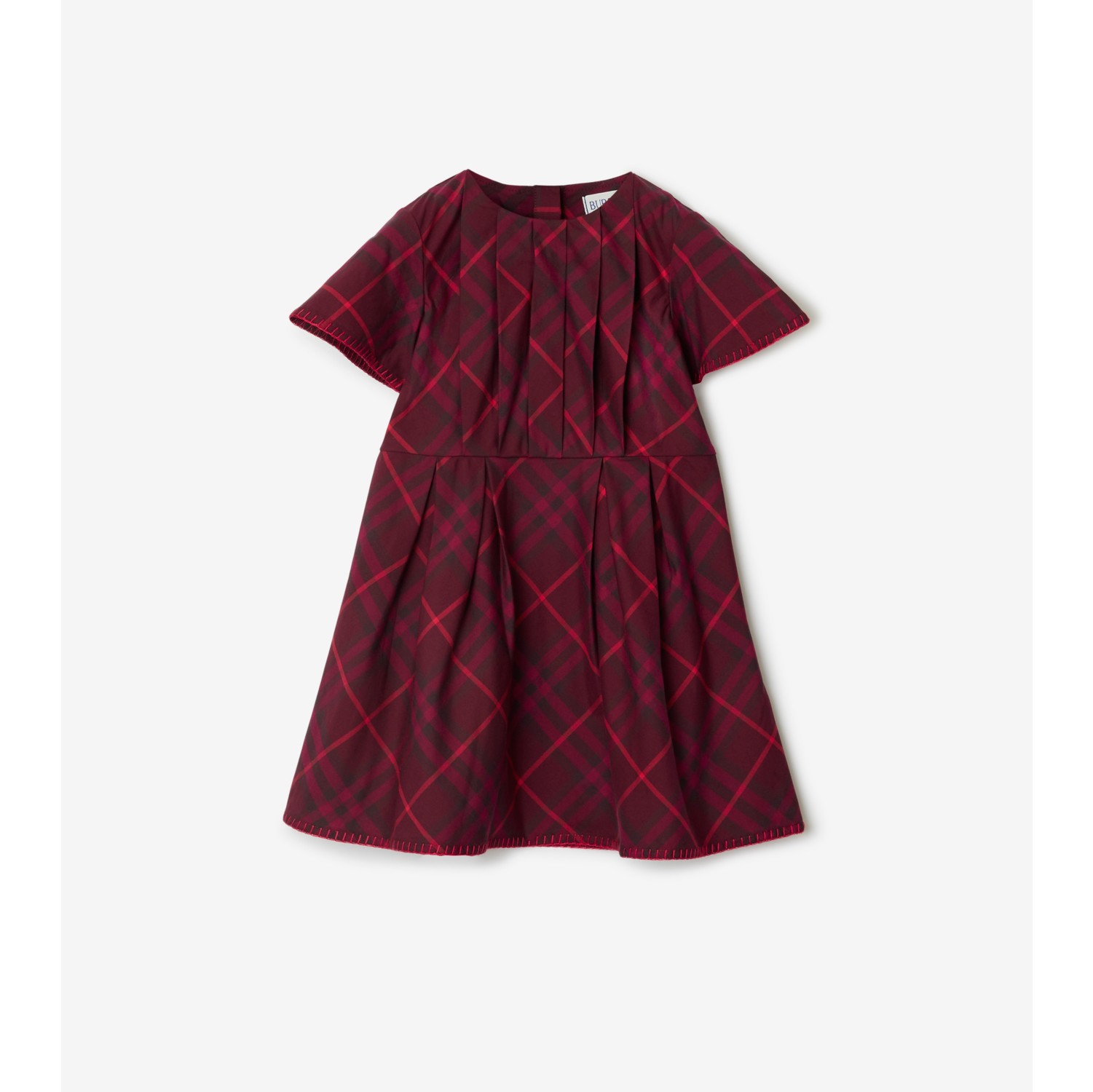 Robe pliss e en coton Check Bordeaux Enfant Site officiel Burberry