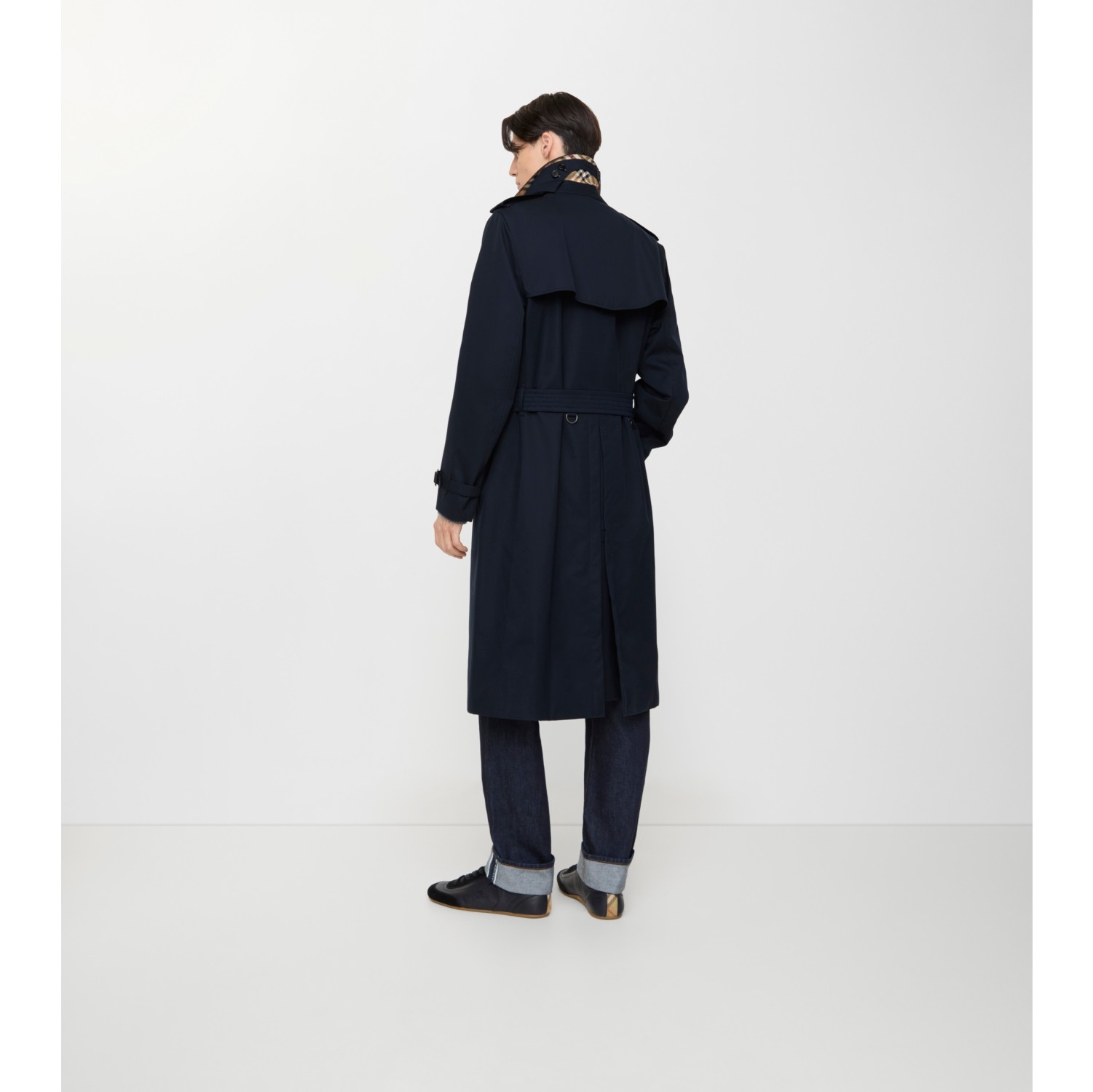 Long Kensington Heritage Trench Coat in Coal blue - Men, Cotton