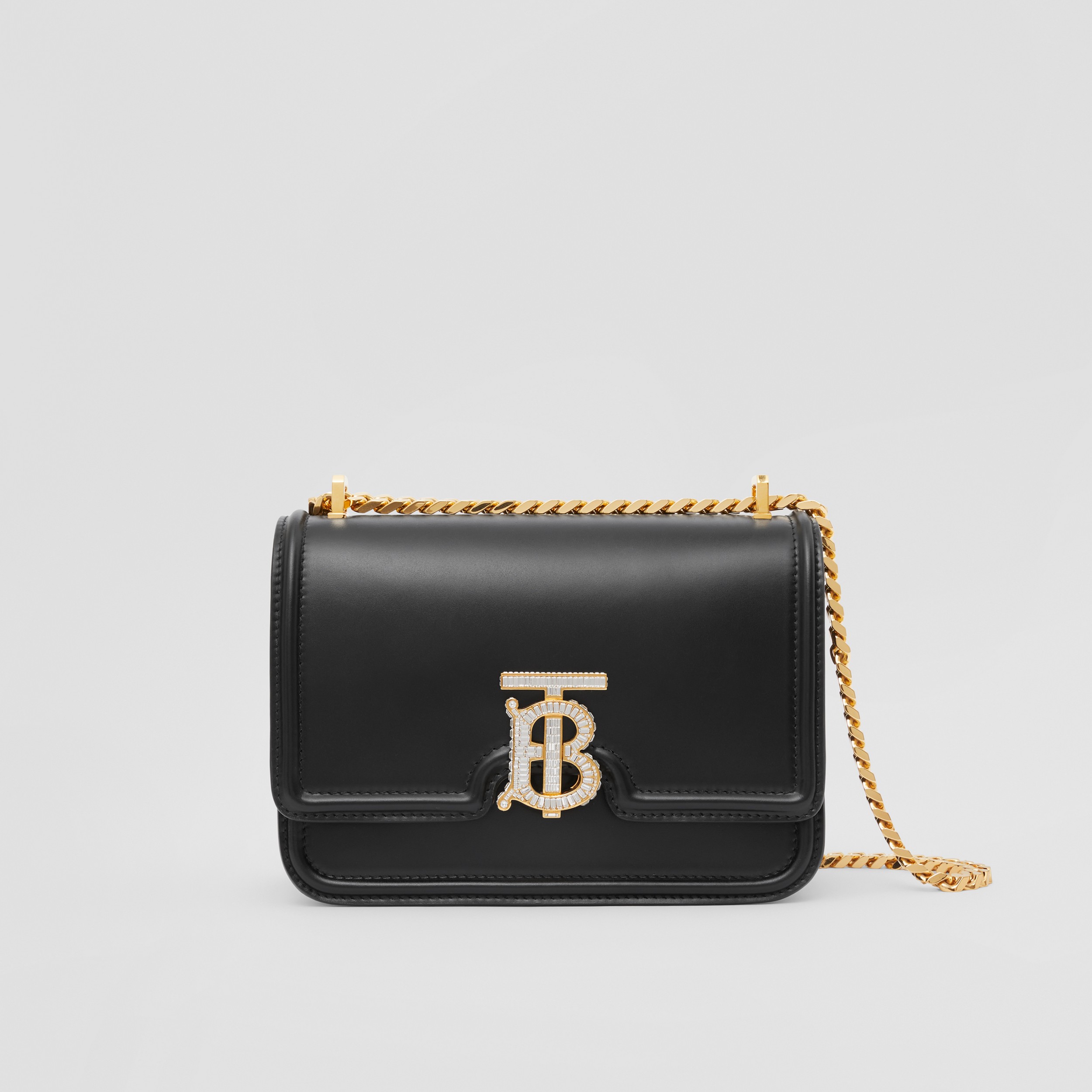 Crystal Monogram Motif Leather Small TB Bag in Black - Women | Burberry® Official - 1