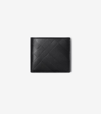 Burberry Checkered Bi-fold Wallet in Black for Men