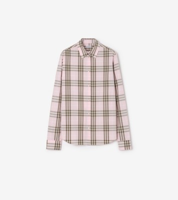 Classic Fit Check Cotton Shirt in Mallow pink - Women | Burberry
