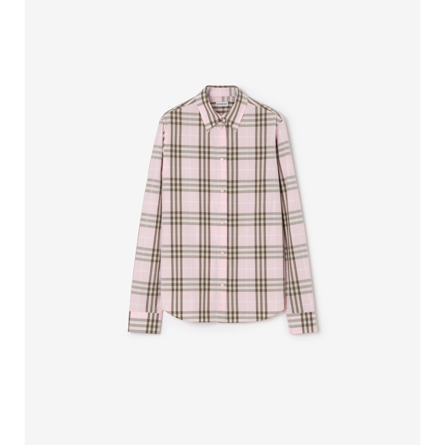 Regular Fit Check Cotton Shirt in Mallow pink - Women | Burberry® Official