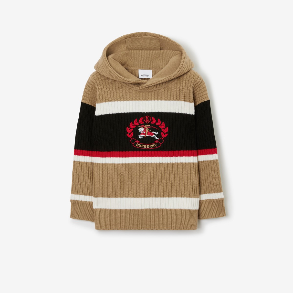 BURBERRY BURBERRY CHILDRENS EMBROIDERED EKD WOOL HOODIE